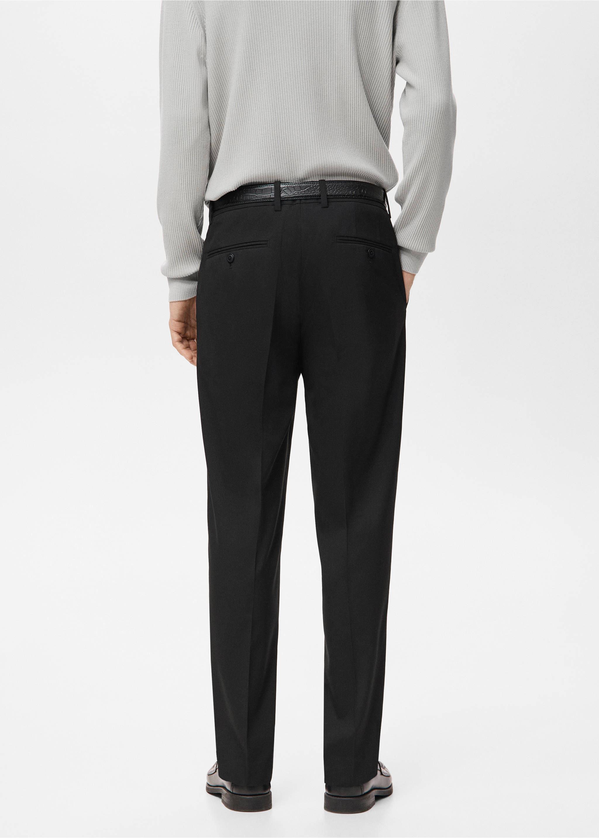 Straight-fit suit trousers - Reverse of the article, Black. Ref: 17049605-00.