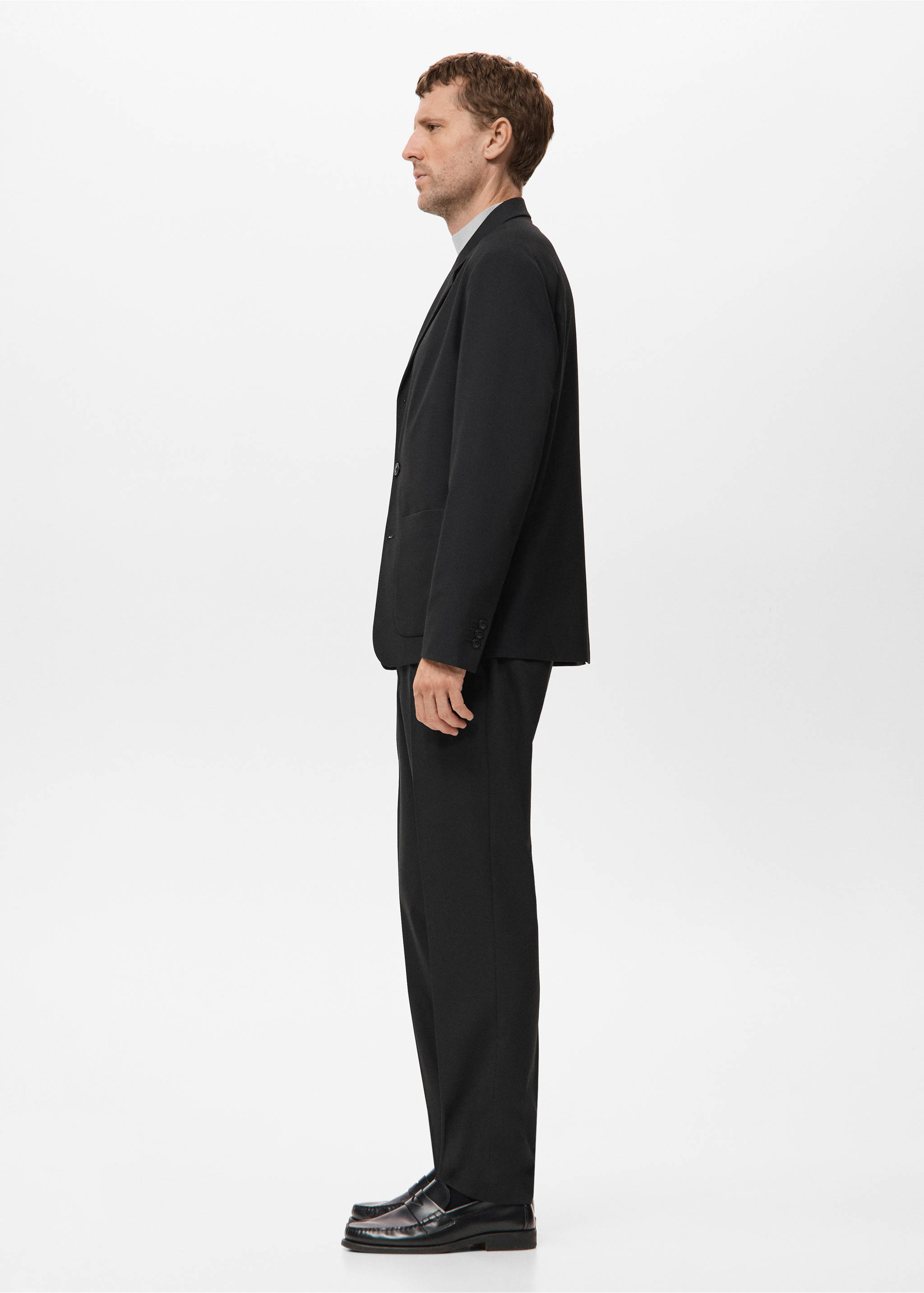 Straight-fit suit trousers - Details of the article 2, Black. Ref: 17049605-00.