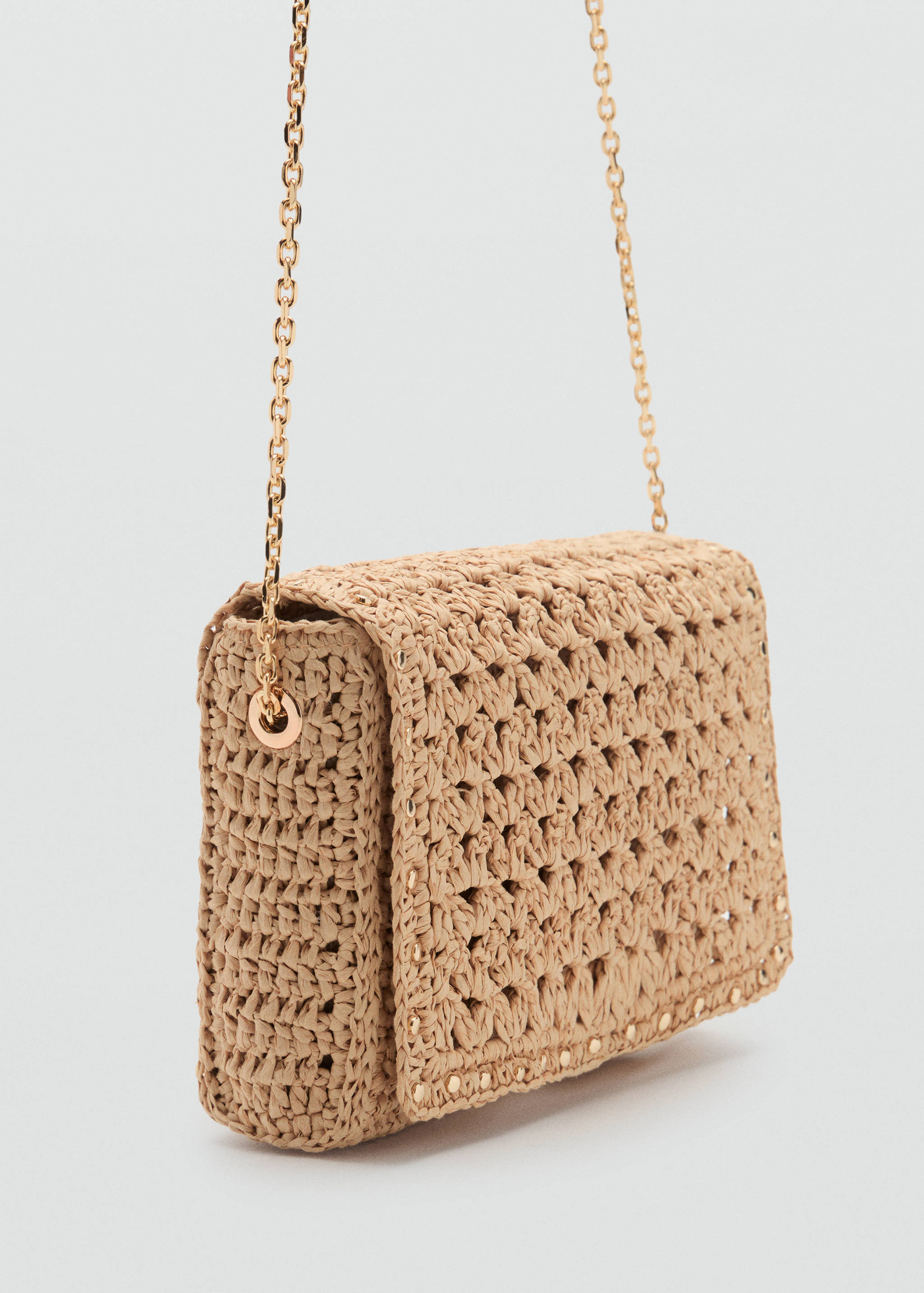 Sac bandoulière fibre naturelle à clous - Plan moyen