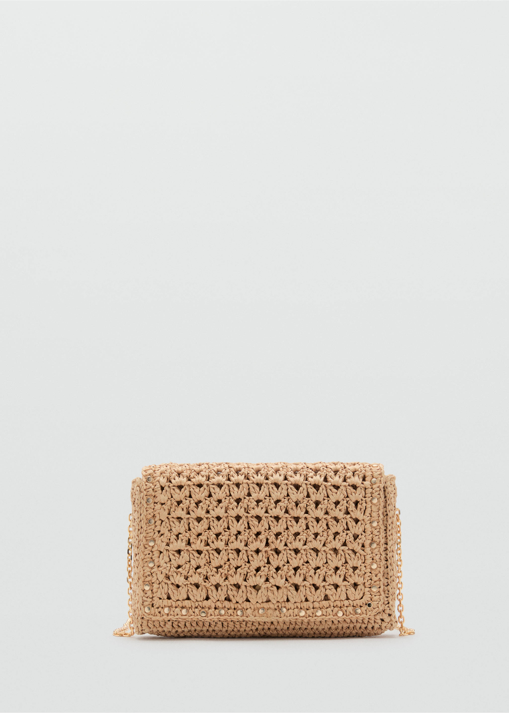 Sac bandoulière fibre naturelle à clous - Article sans modèle, Beige. Ref: 17051120-00.