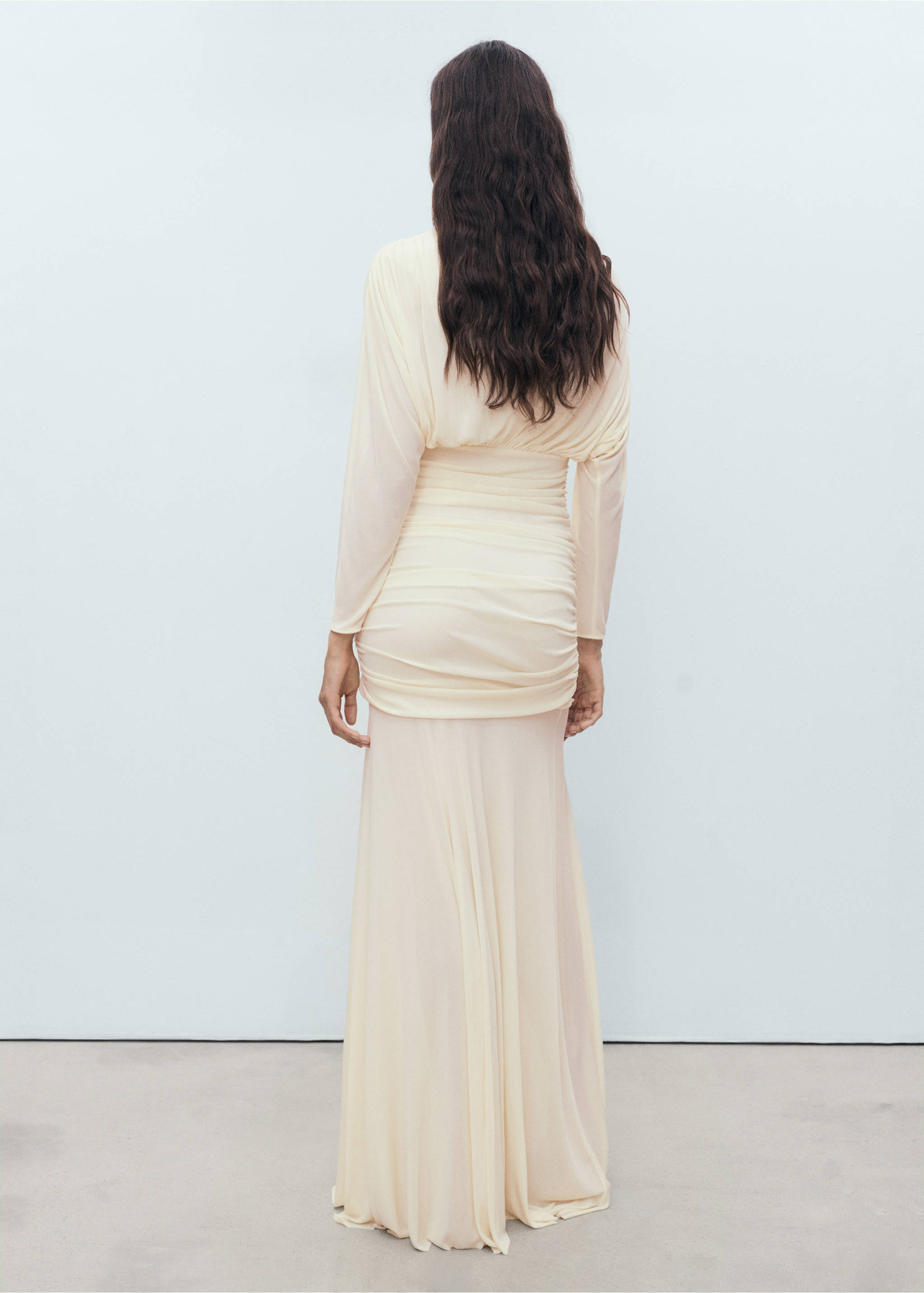 Long draped dress - Reverse of the article, Ecru. Ref: 17051125-00.