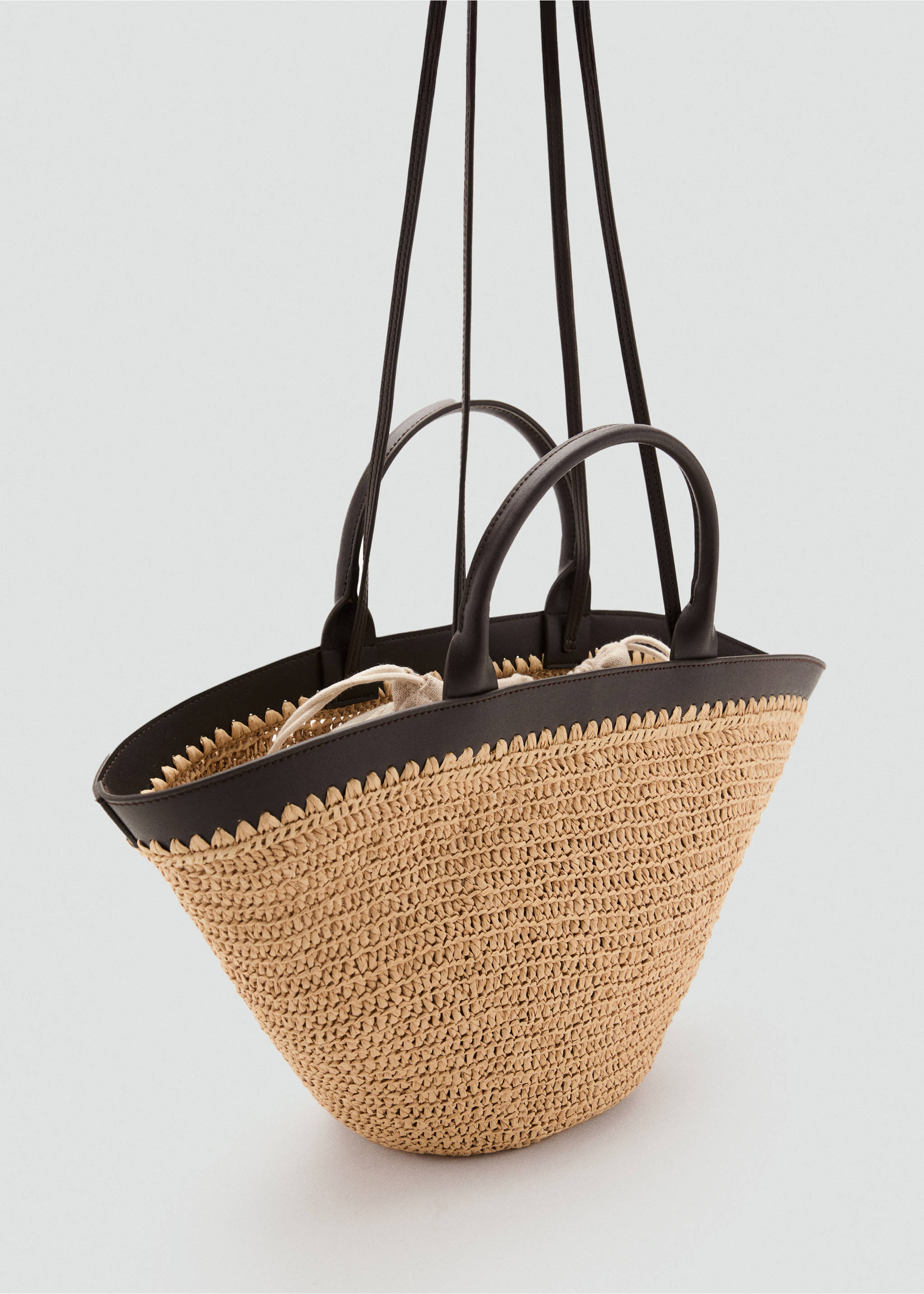Bolso grande doble asa fibra natural - Plano medio, Chocolate. Ref: 17051126-00.