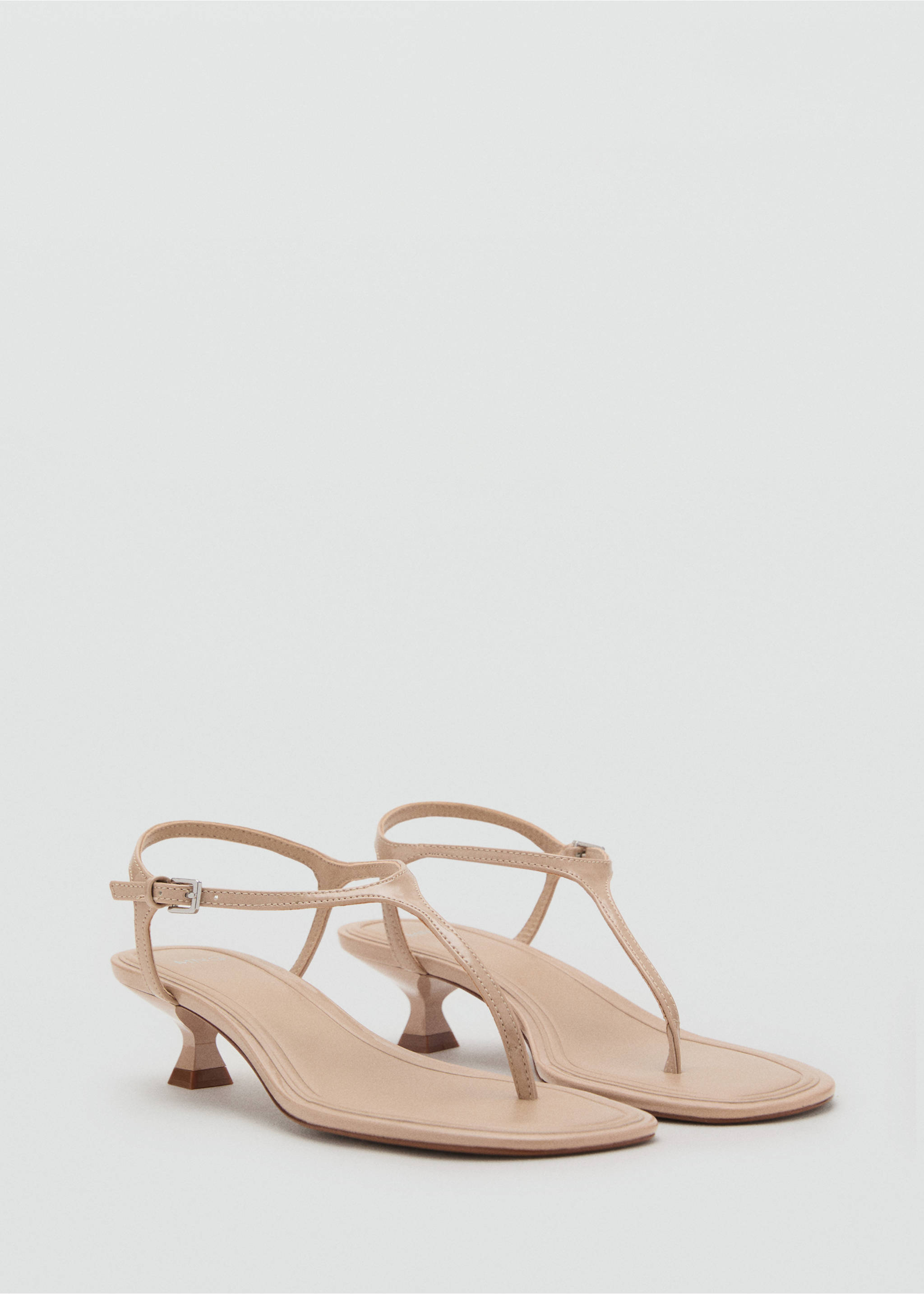 Kitten heel sandals with straps - Medium plane, Medium Brown. Ref: 17051127-00.