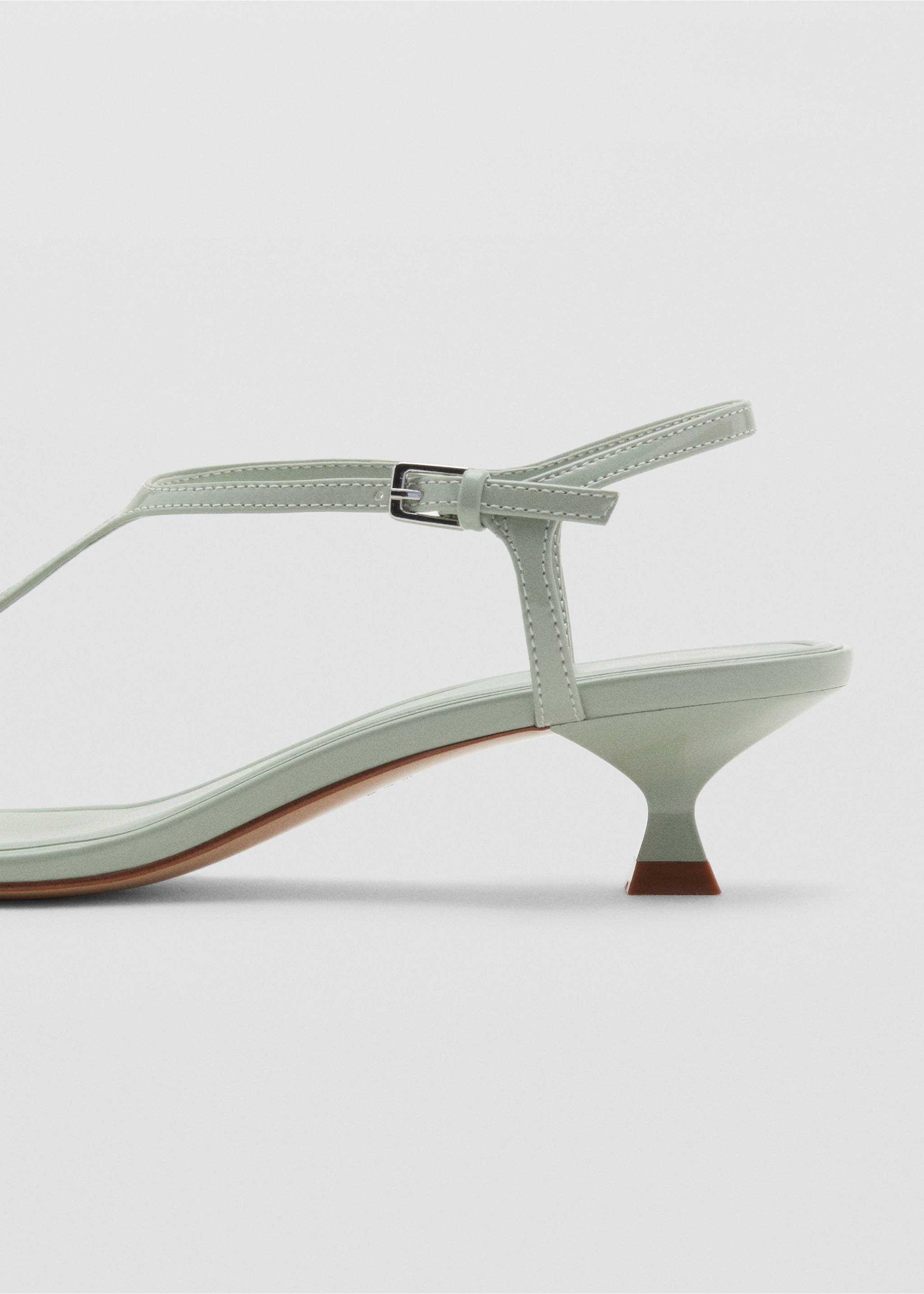 Kitten heel sandals with straps - Details of the article 1, Pastel Green. Ref: 17051127-00.
