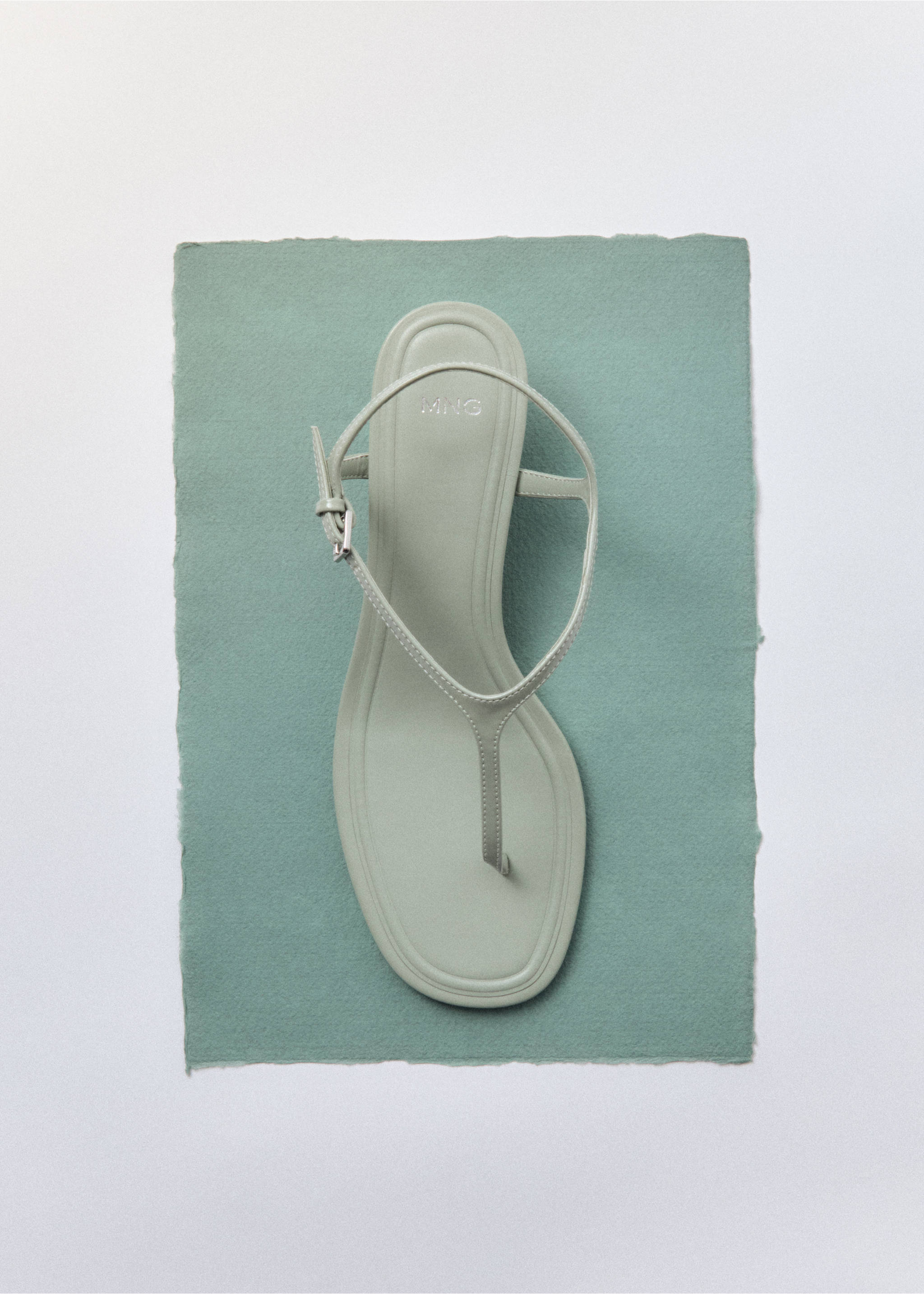 Kitten heel sandals with straps - Details of the article 5, Pastel Green. Ref: 17051127-00.