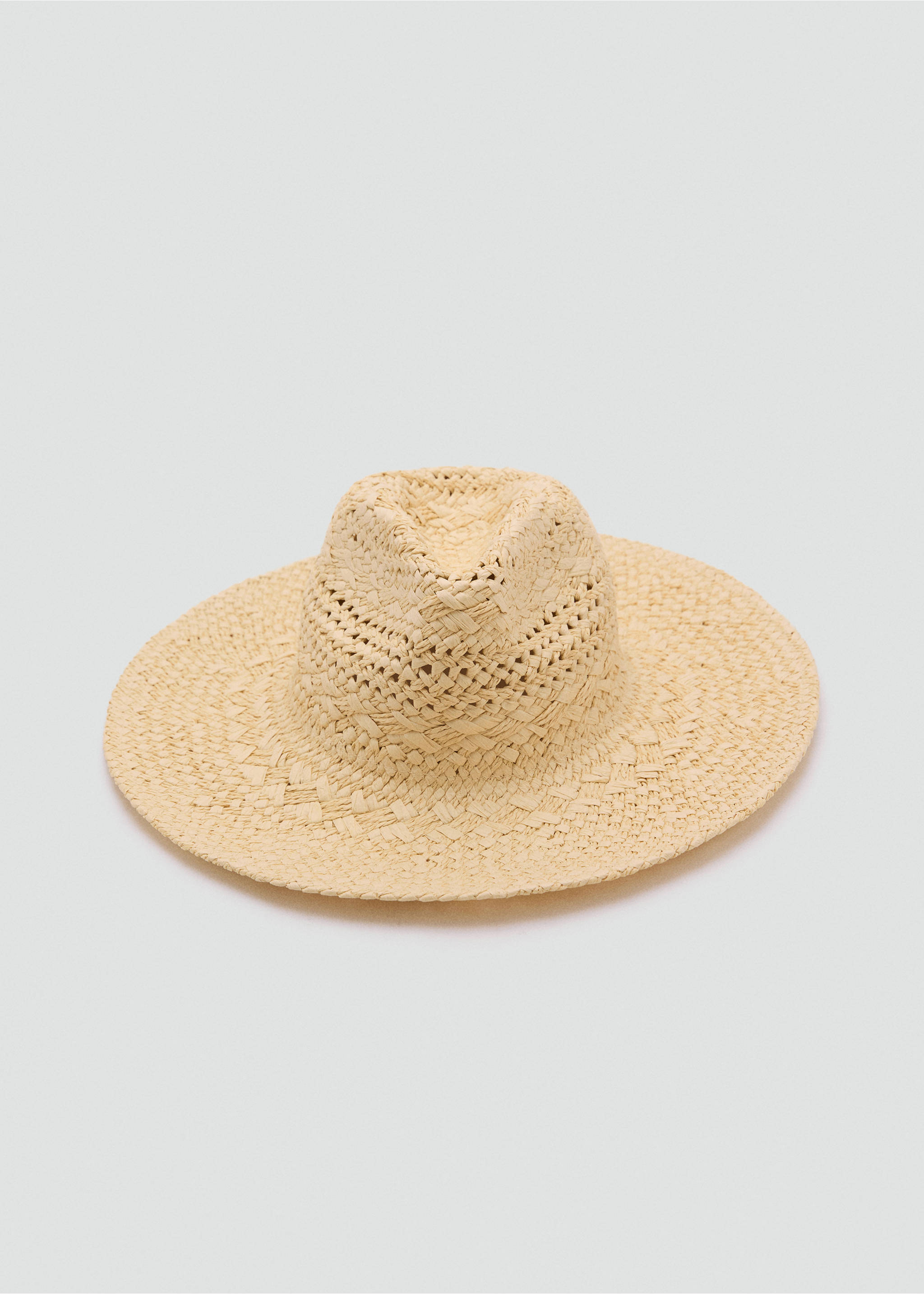 Natural fibre hat with openwork details - Medium plane, Beige. Ref: 17051128-00.