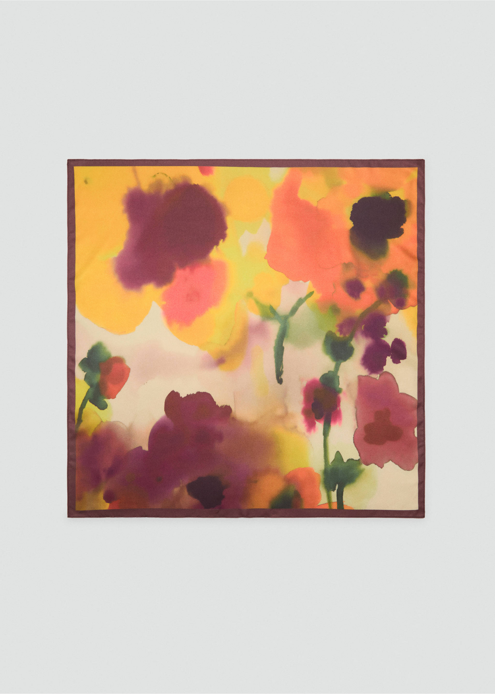 Sjaal met bloemenprint - Artikel zonder model, Geel. Ref: 17051129-00.