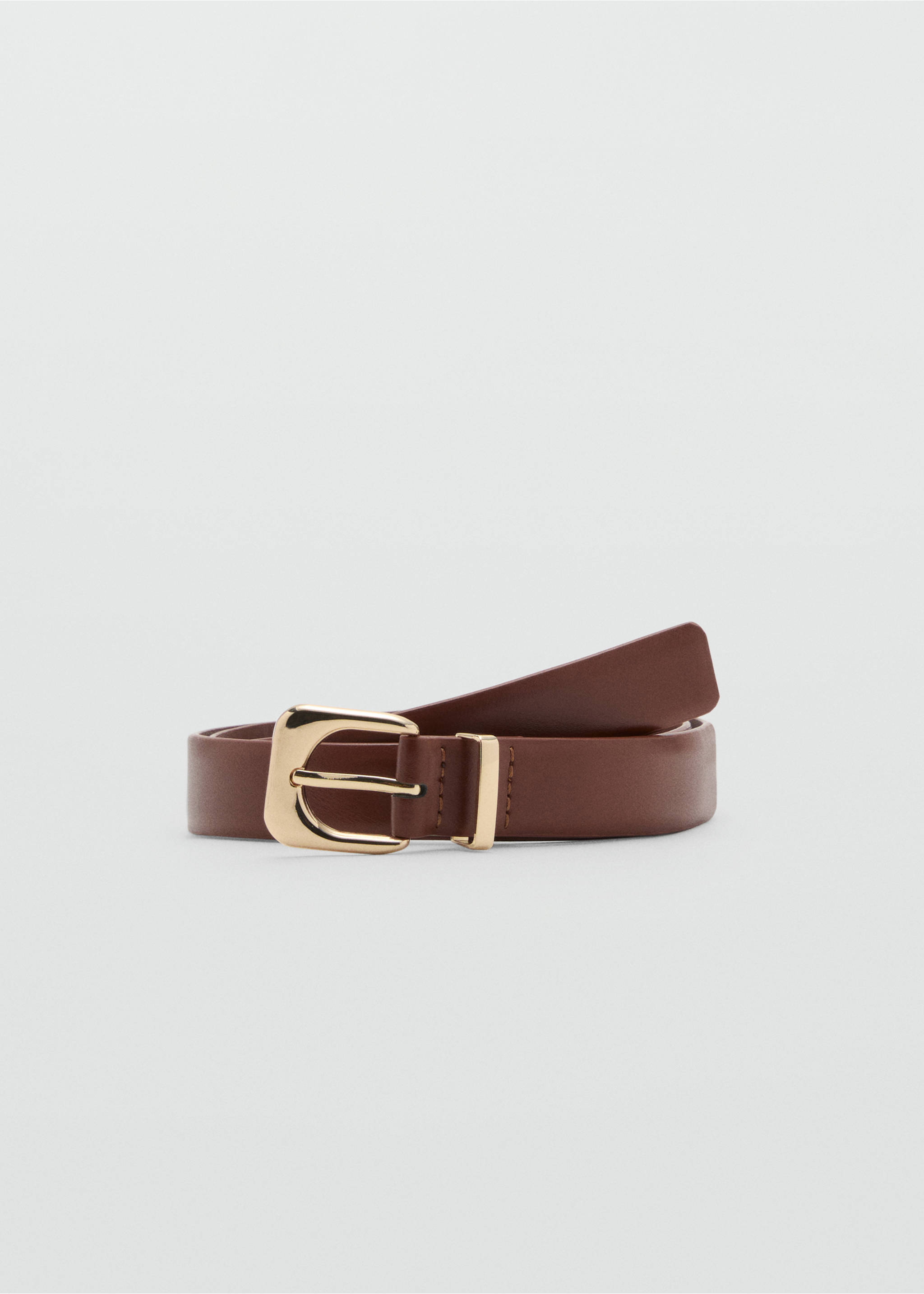 Ceinture simili-cuir boucle - Article sans modèle, Marron. Ref: 17051132-00.