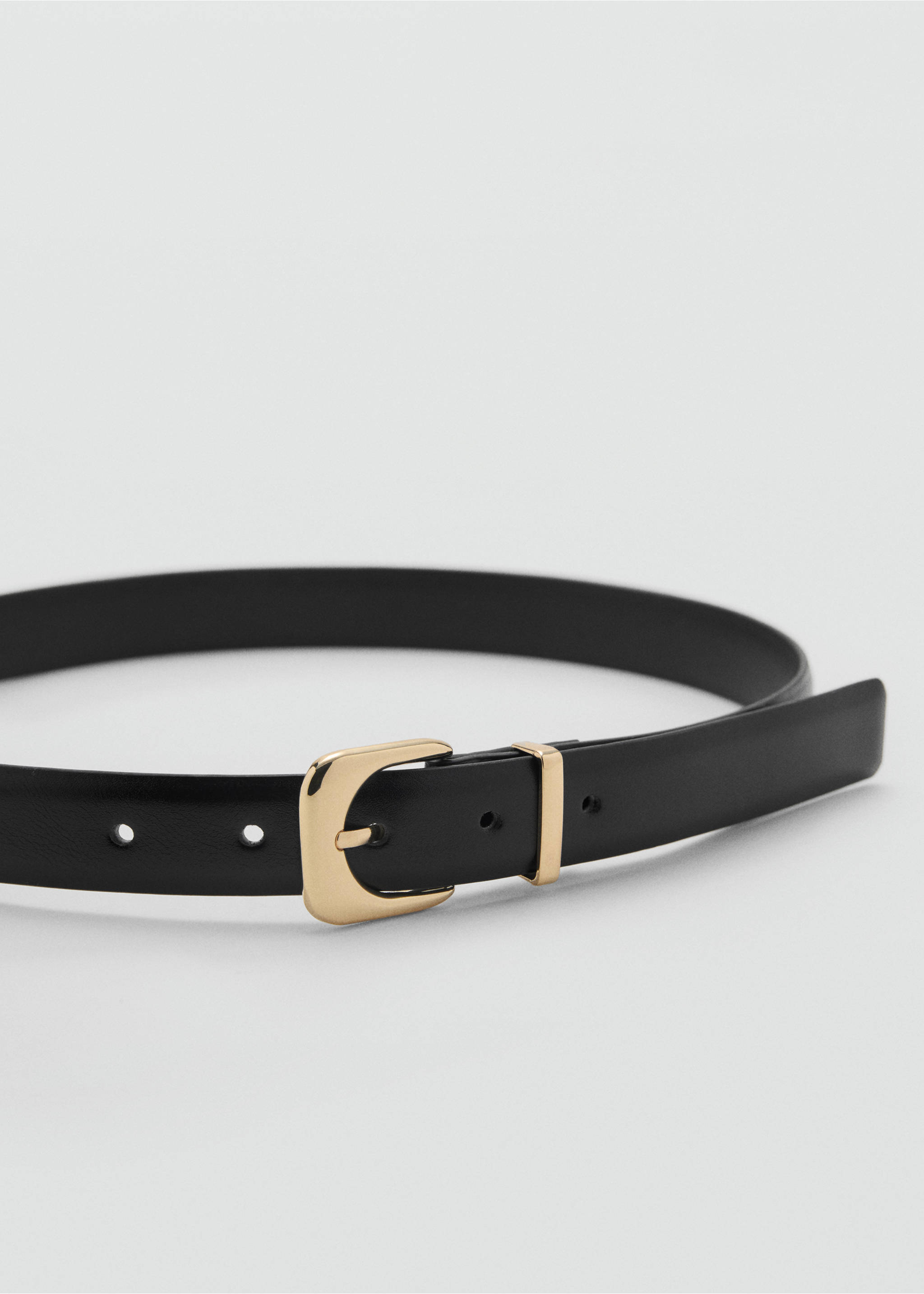 Ceinture simili-cuir boucle - Plan moyen, Noir. Ref: 17051132-00.