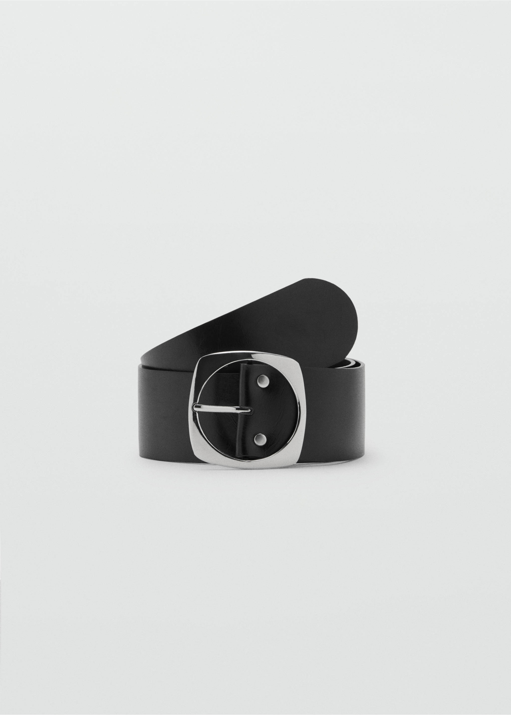 Leather belt with square buckle - Article without model, Black. Ref: 17051133-00.