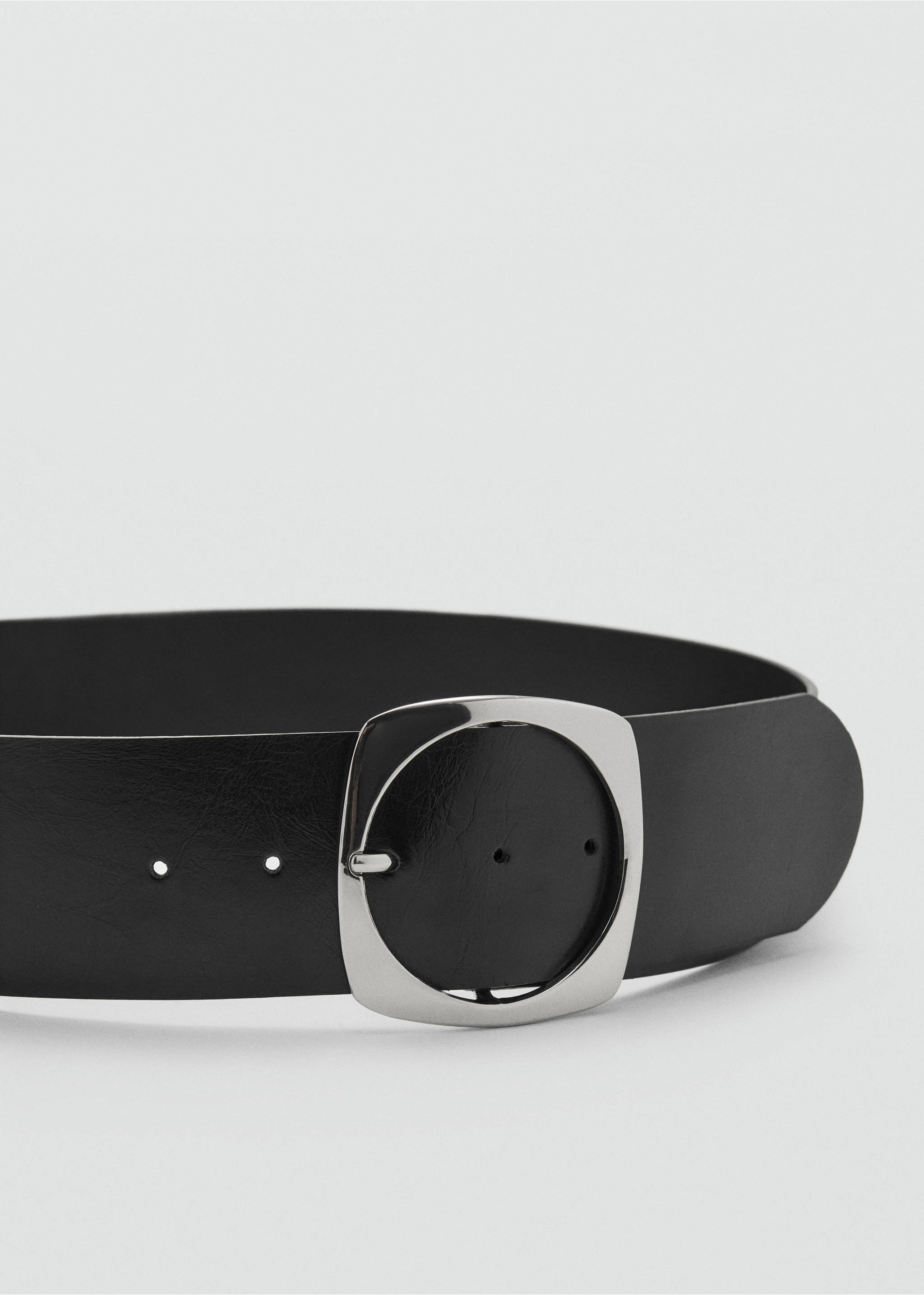 Leather belt with square buckle - Medium plane, Black. Ref: 17051133-00.
