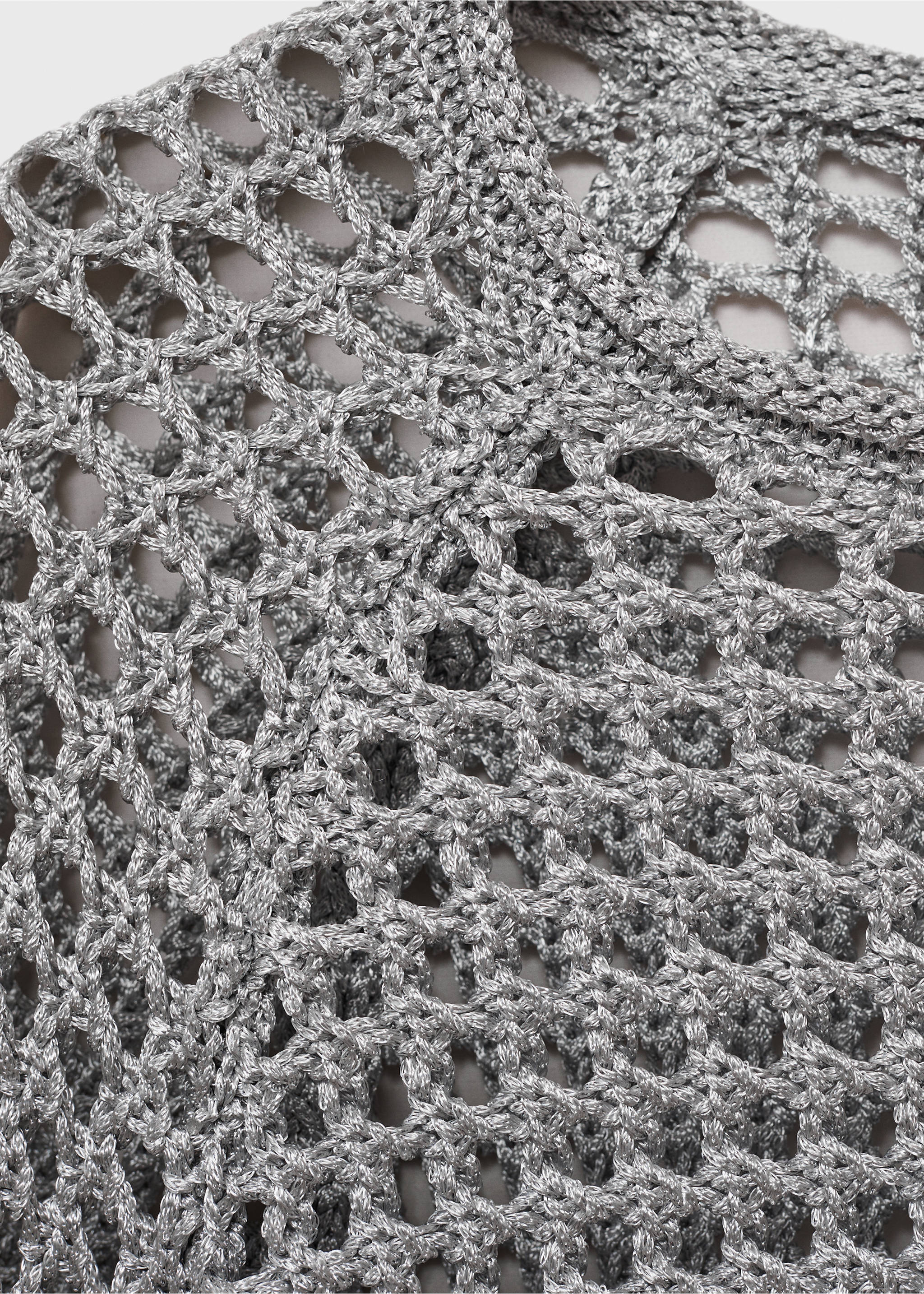 Crochet trui met lange mouwen - Detail van het artikel 8, Zilver. Ref: 17051135-00.