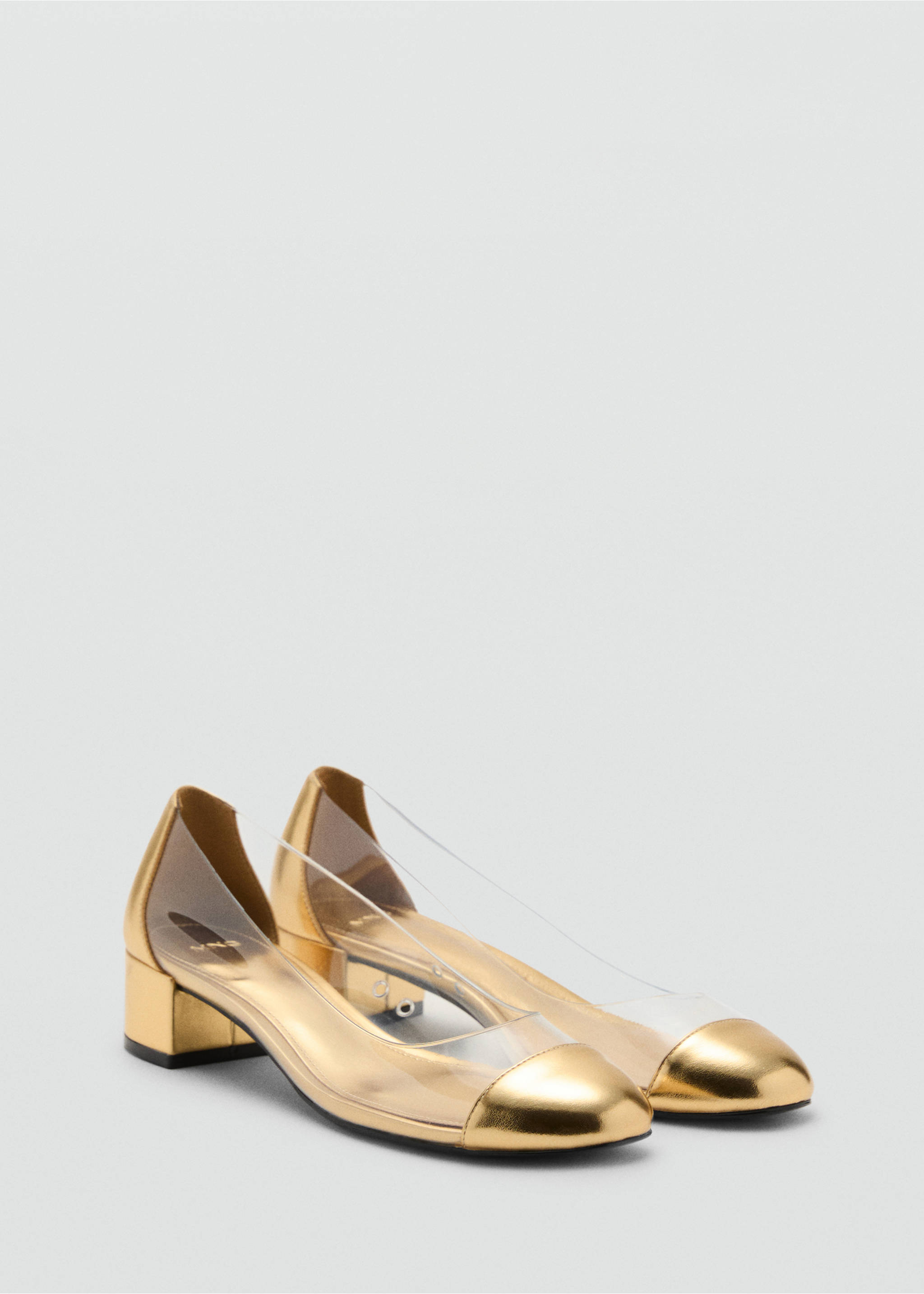 Combined vinyl heeled shoes - Medium plane, Gold. Ref: 17051144-00.