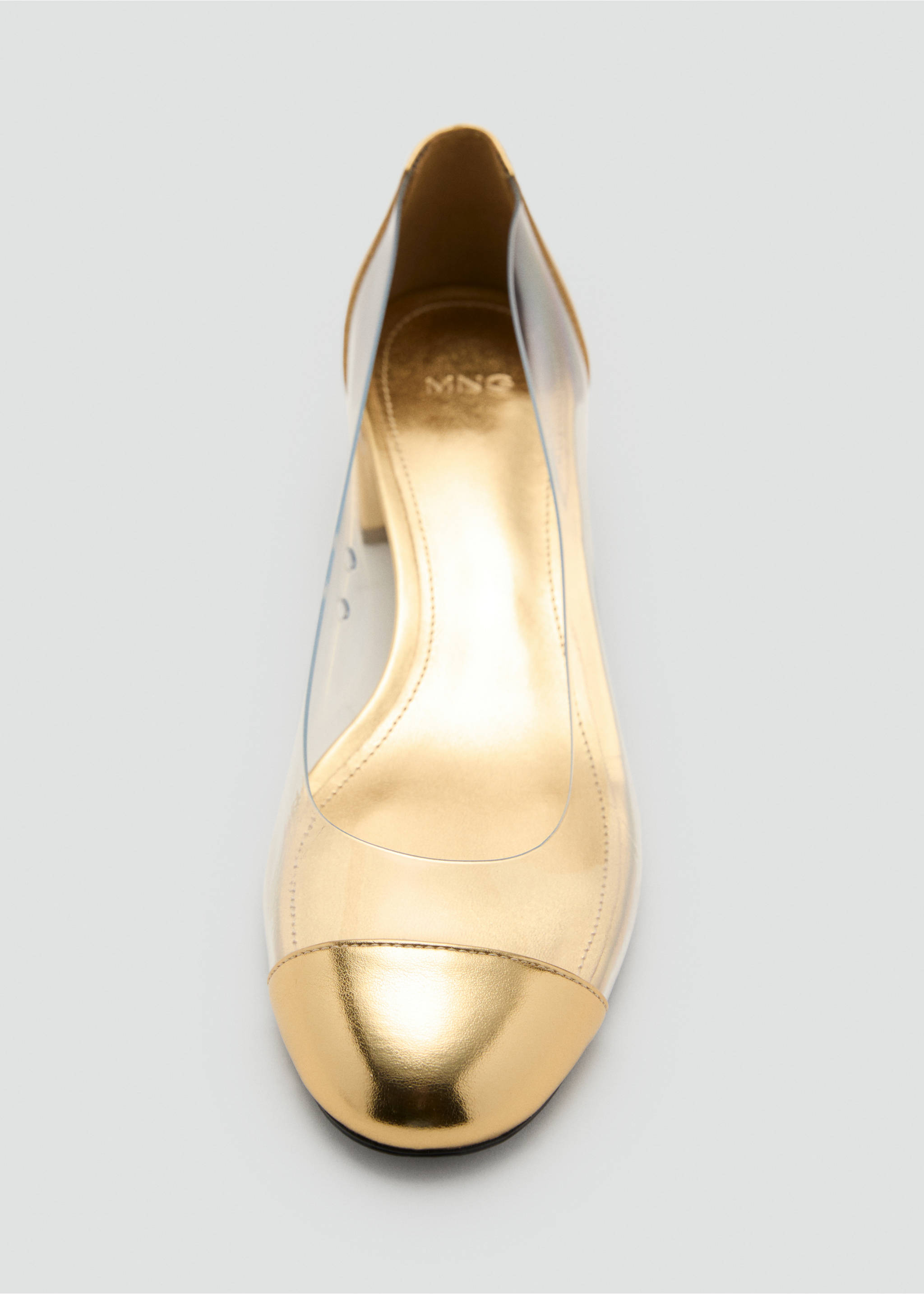 Combined vinyl heeled shoes - Details of the article 3, Gold. Ref: 17051144-00.