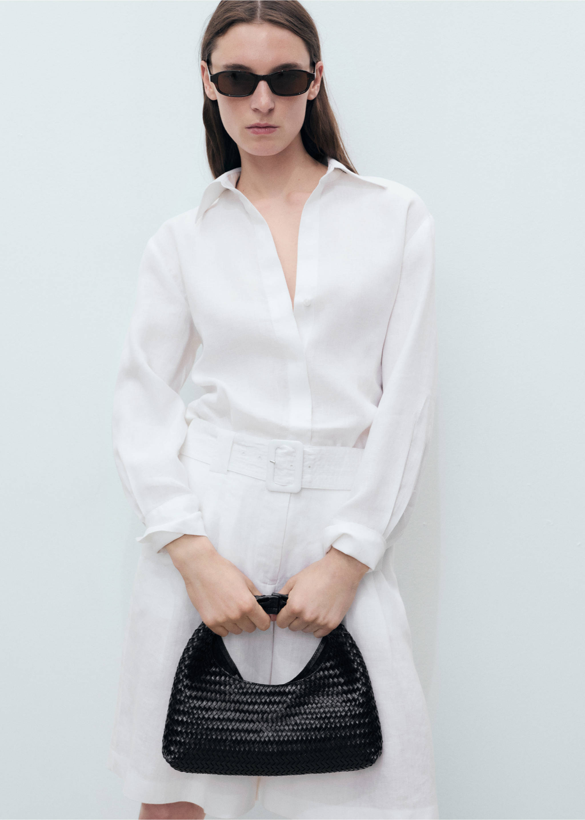 Linen oversized shirt - Medium plane, White. Ref: 17051145-00.