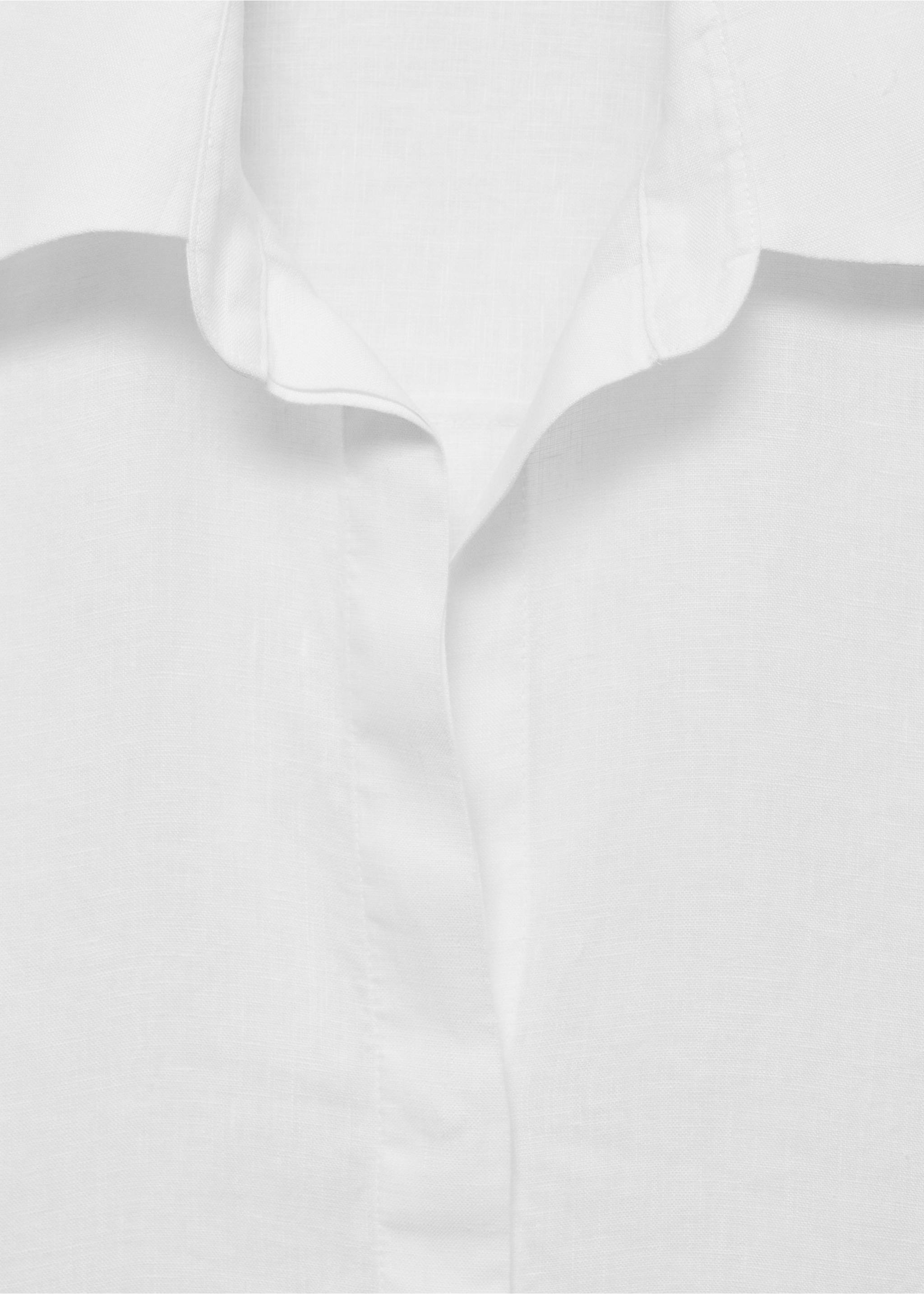 Linen oversized shirt - Details of the article 8, White. Ref: 17051145-00.