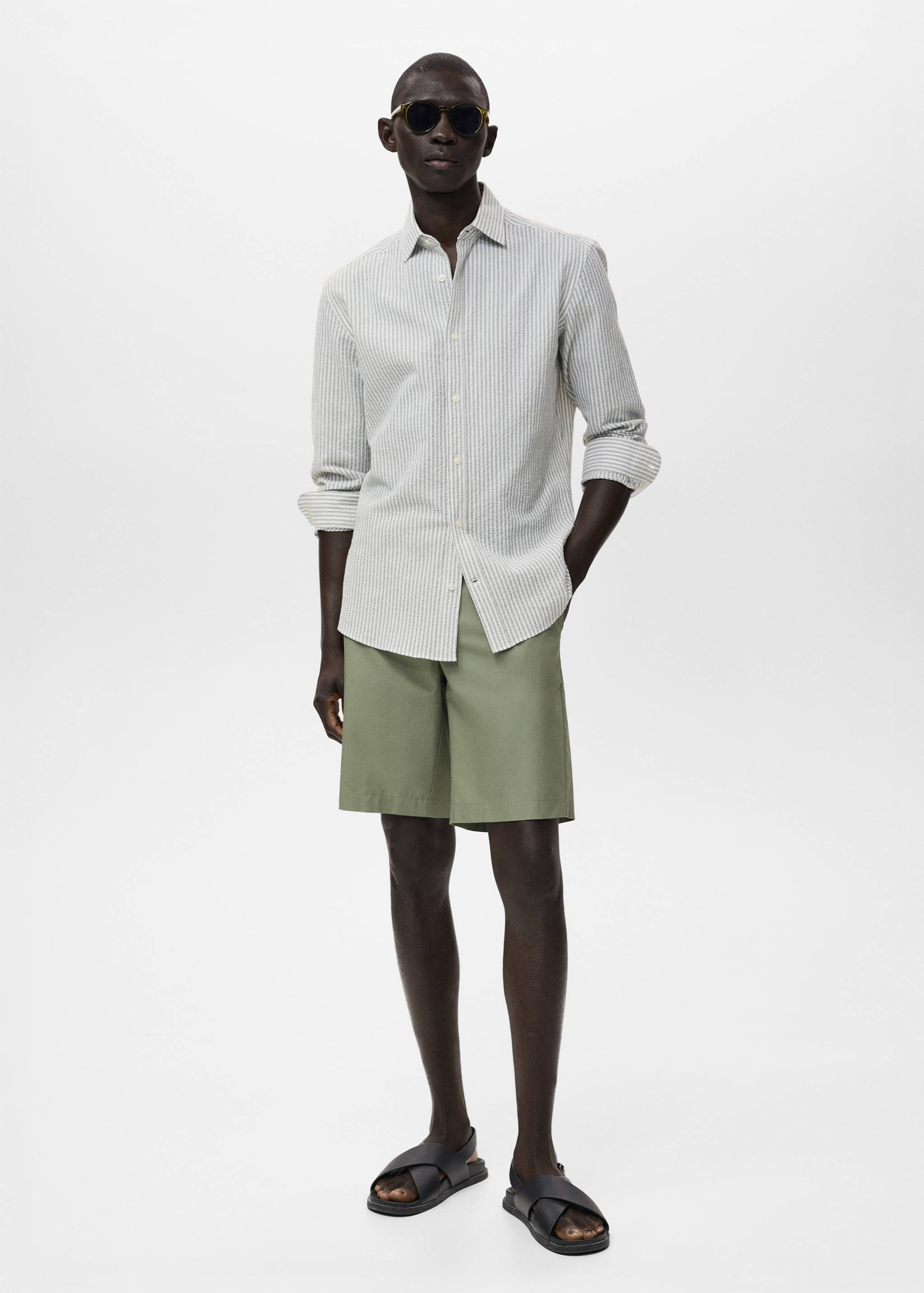 Regular-fit stripe-textured shirt - General plane