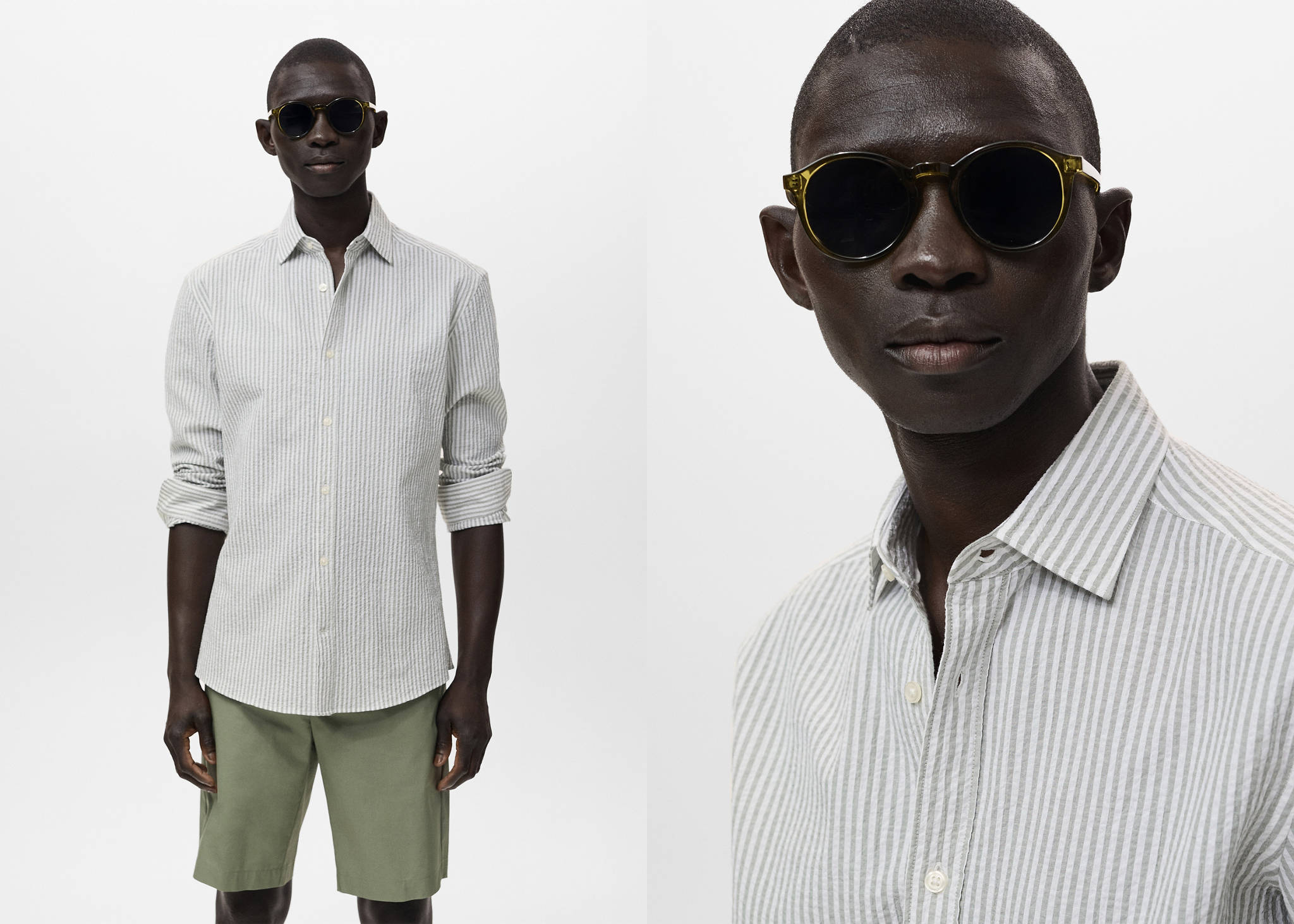 Camisa regular fit textura rayas - Plano panorámico