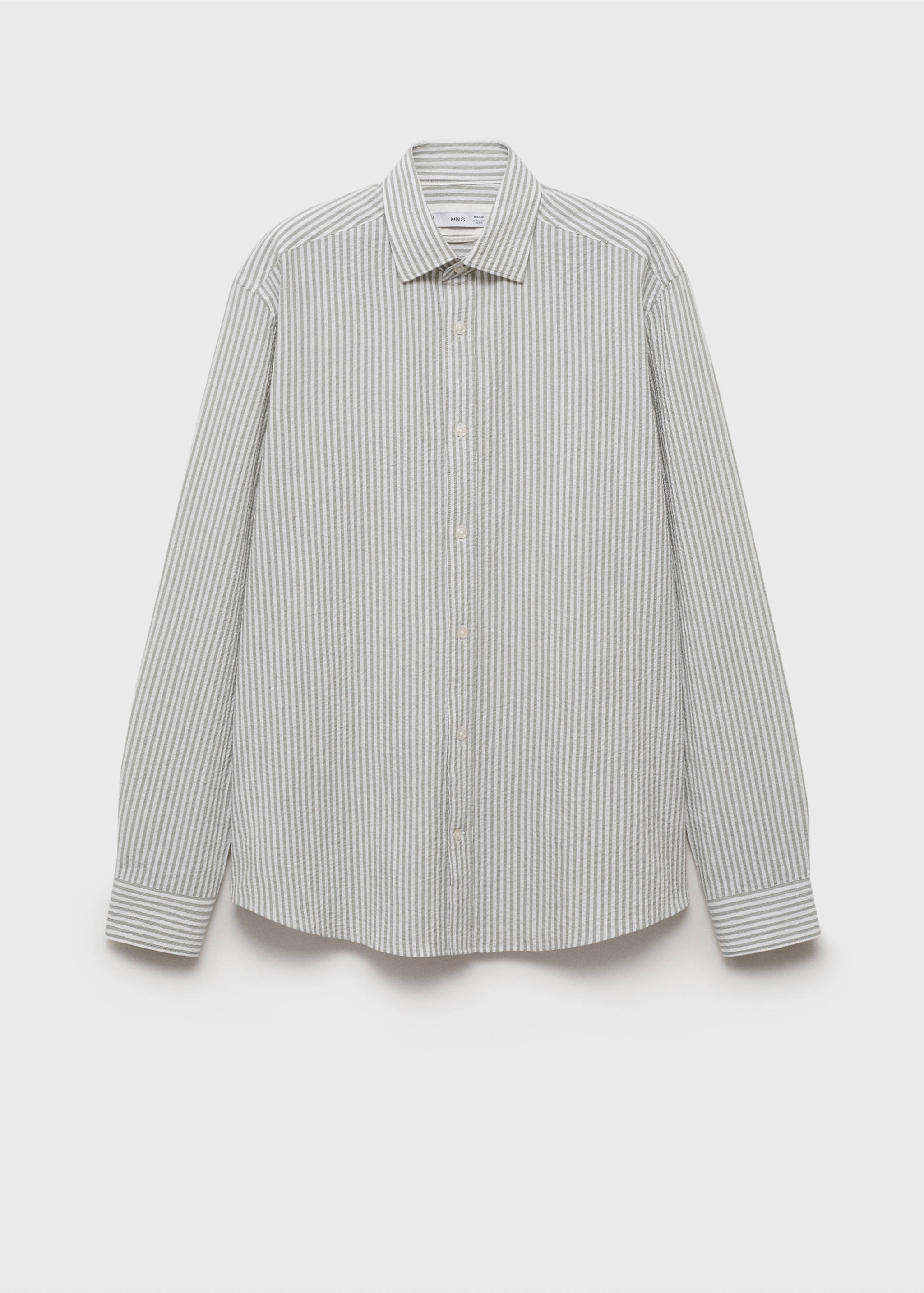 Regular-fit stripe-textured shirt - Article without model, Dark Green. Ref: 17051147-00.