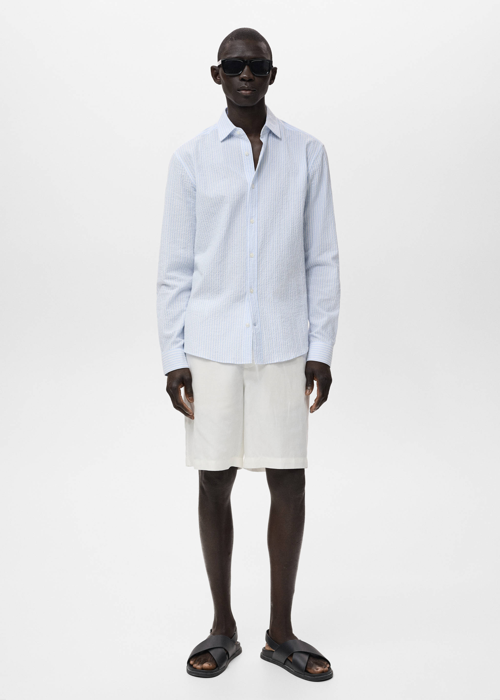 Regular-fit stripe-textured shirt - General plane