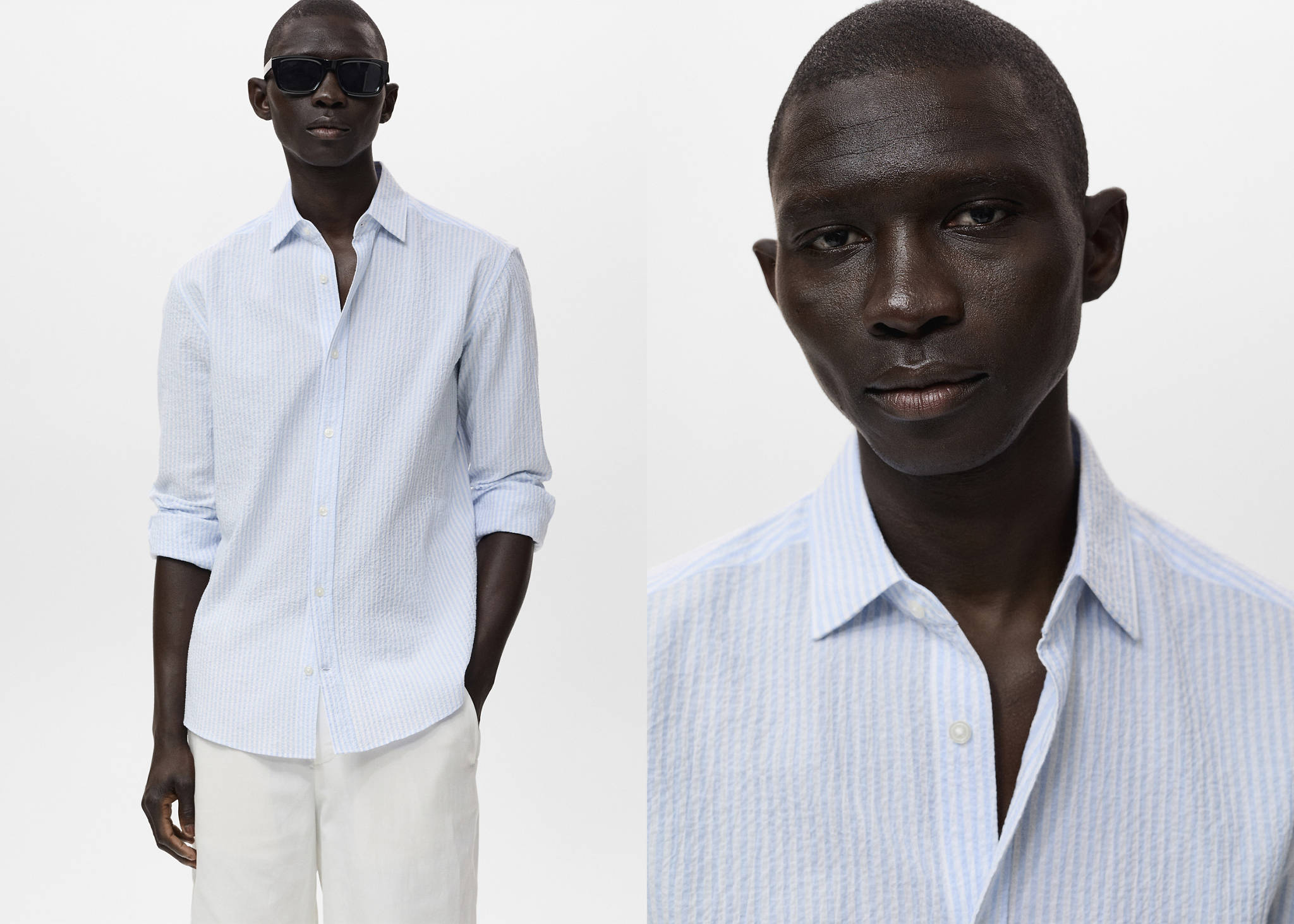 Camisa regular fit textura rayas - Plano panorámico