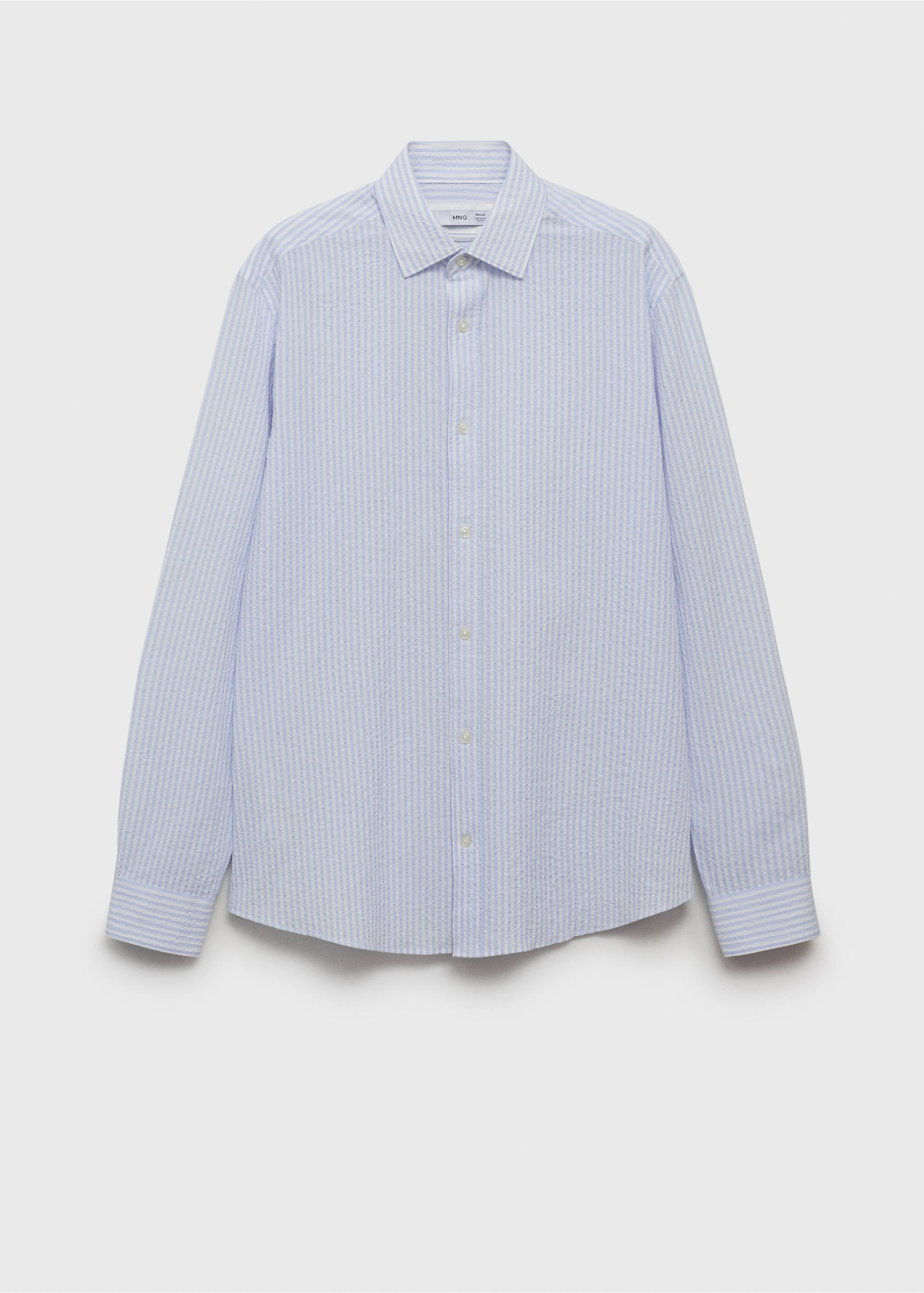 Regular-fit stripe-textured shirt - Article without model, Sky Blue. Ref: 17051147-00.