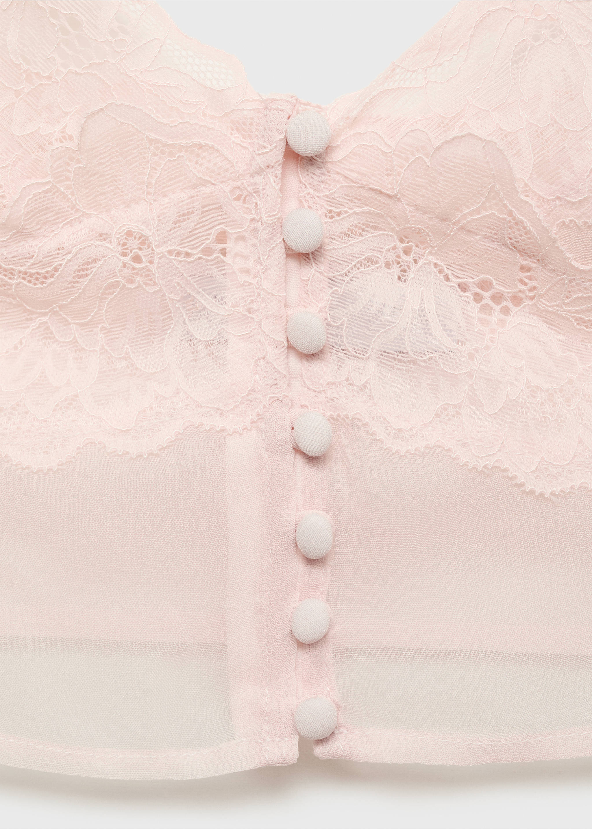 Lace crop top - Details of the article 8, Pastel Pink. Ref: 17051151-00.