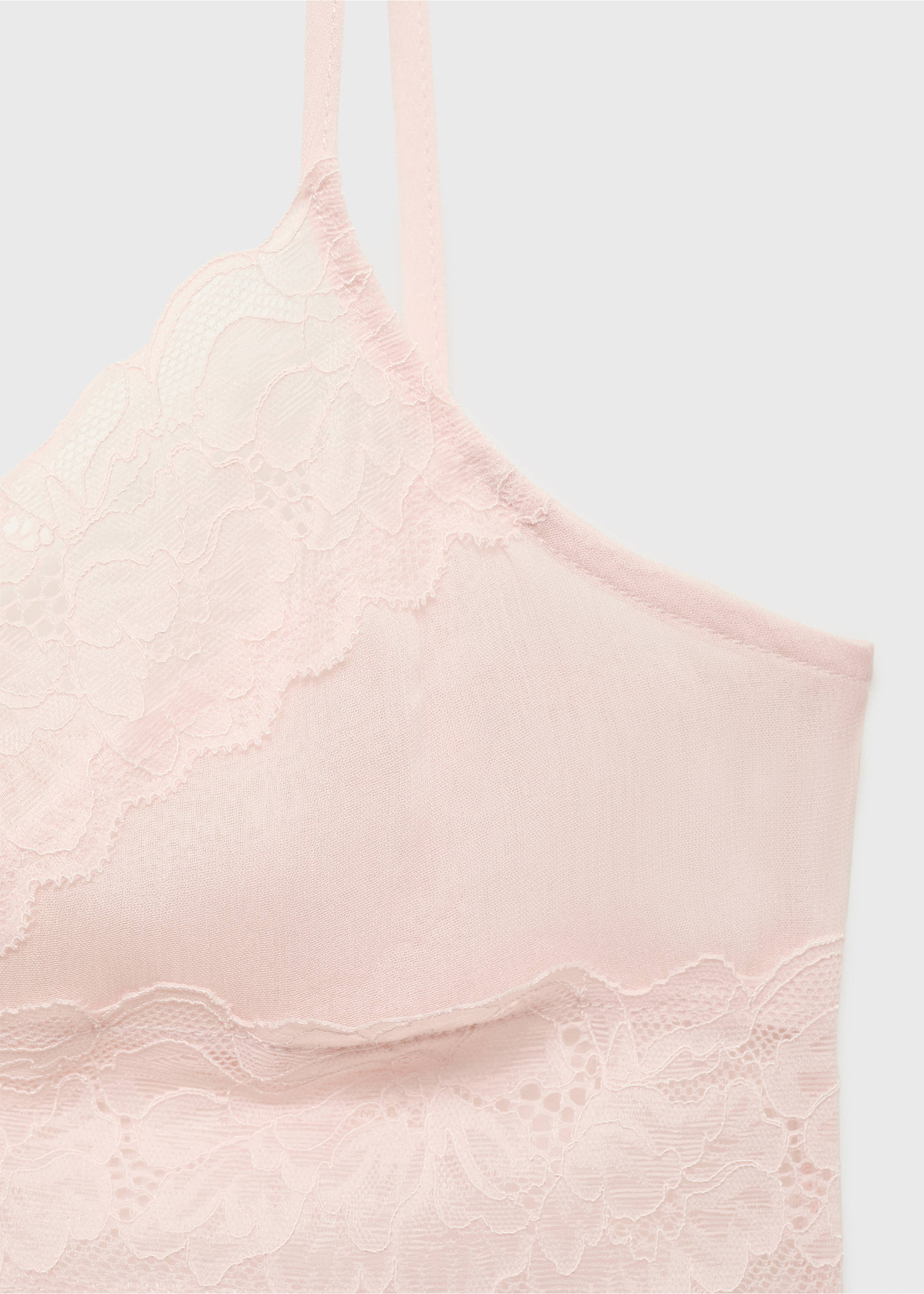 Lace crop top - Details of the article 0, Pastel Pink. Ref: 17051151-00.