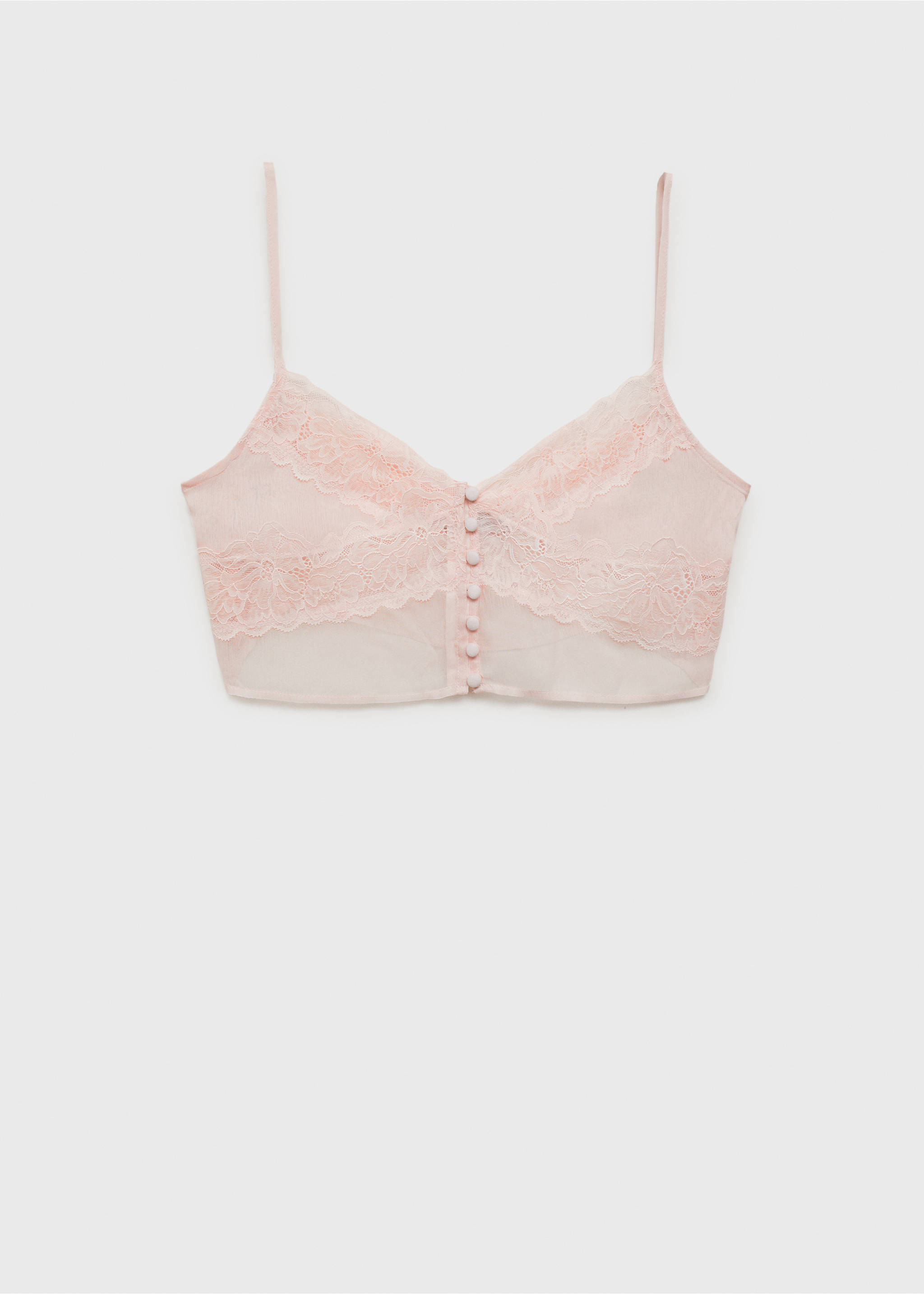 Lace crop top - Article without model, Pastel Pink. Ref: 17051151-00.