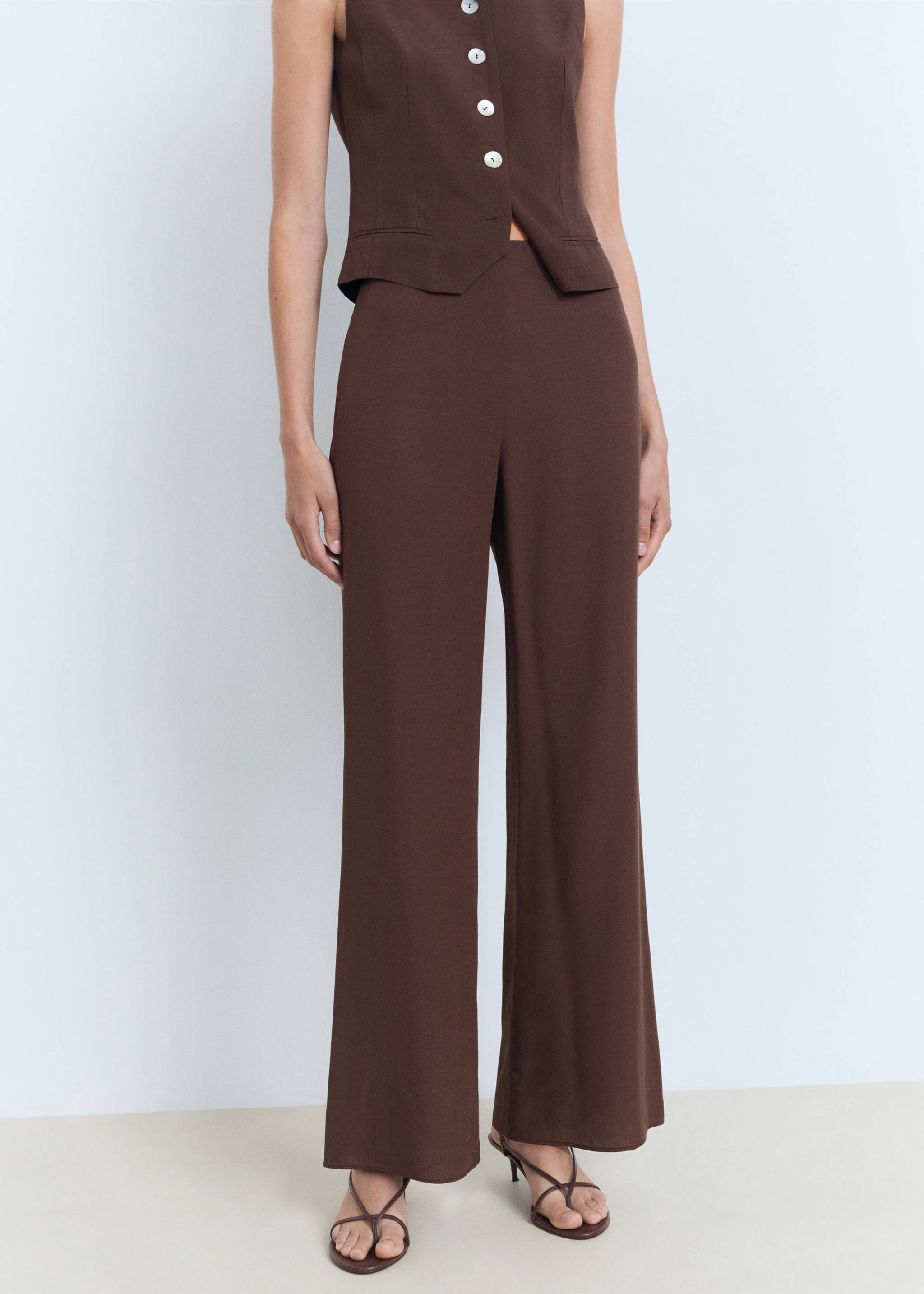 Pantalon de tailleur droit - Plan moyen, Marron. Ref: 17051153-00.