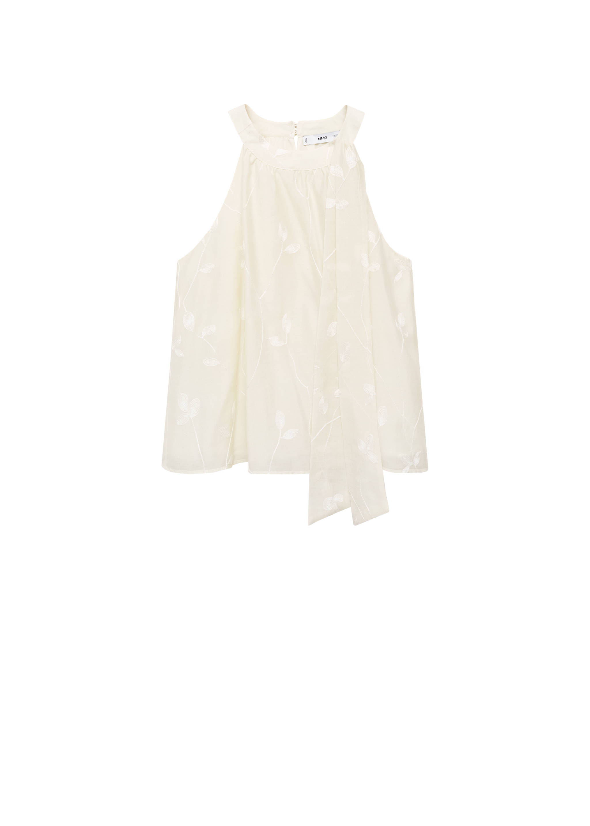 Halter-neck top with knot detail - Details of the article 7, Ecru. Ref: 17051155-00.