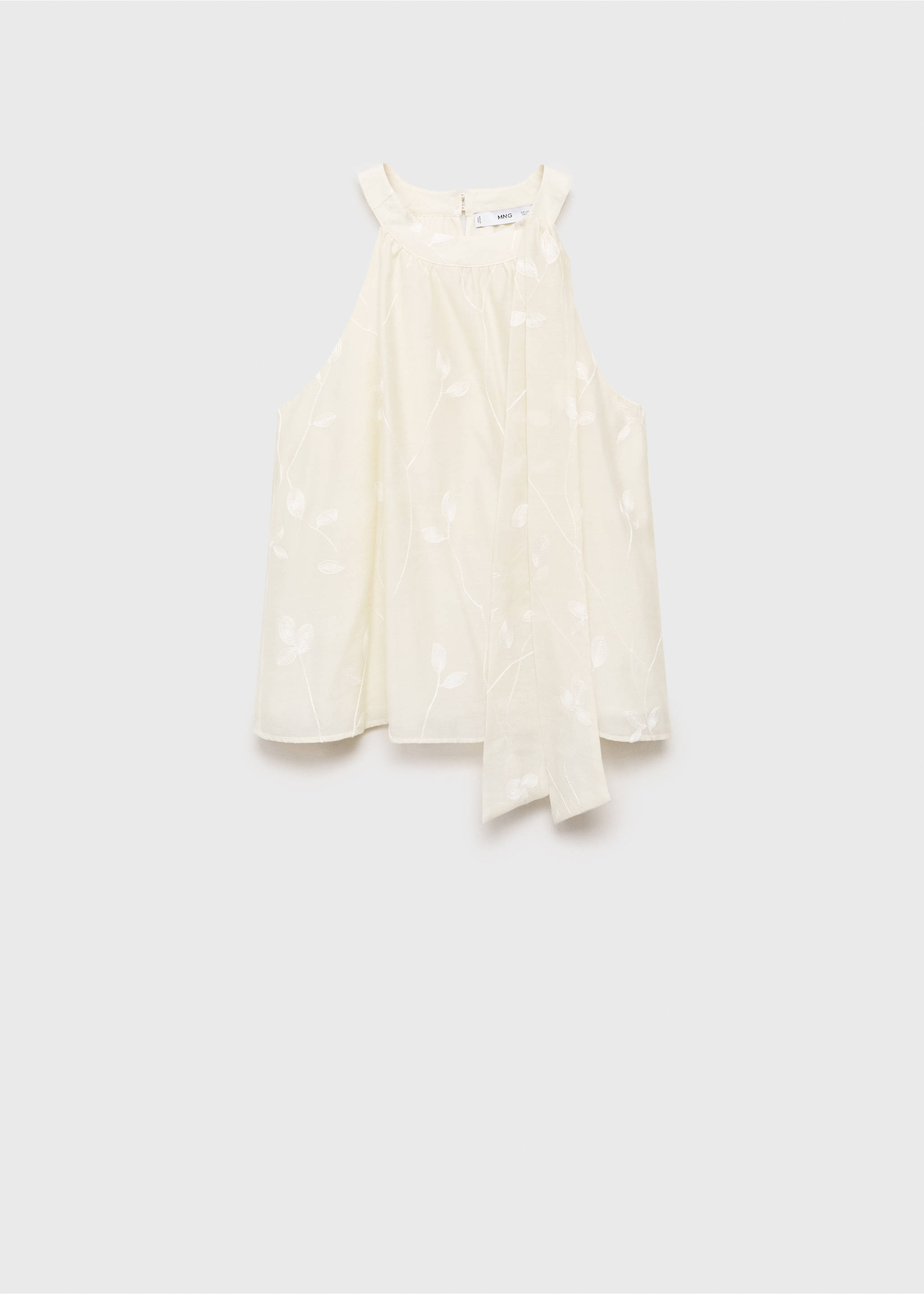 Halter-neck top with knot detail - Article without model, Ecru. Ref: 17051155-00.