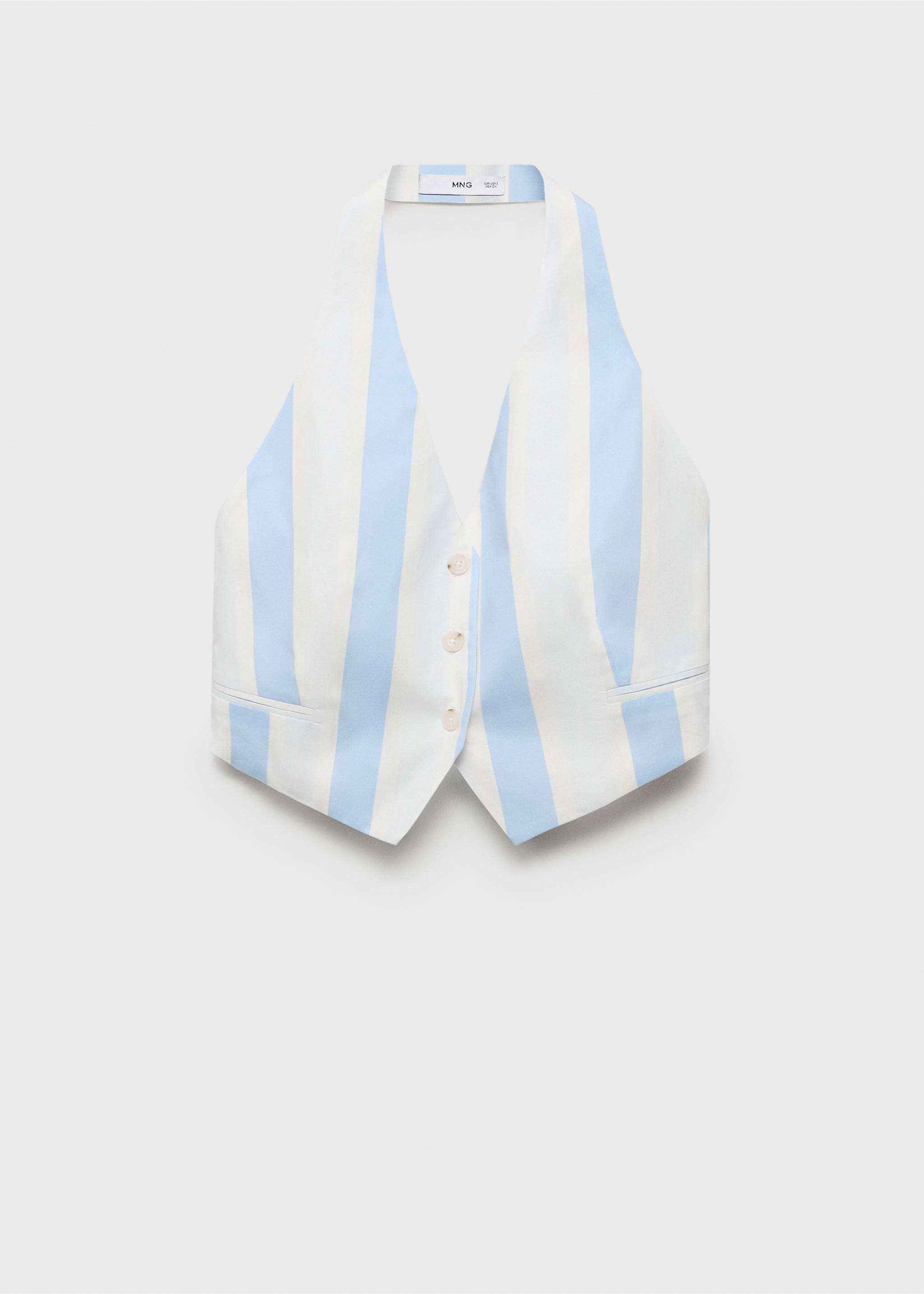 Striped halter waistcoat - Article without model, Sky Blue. Ref: 17051156-00.