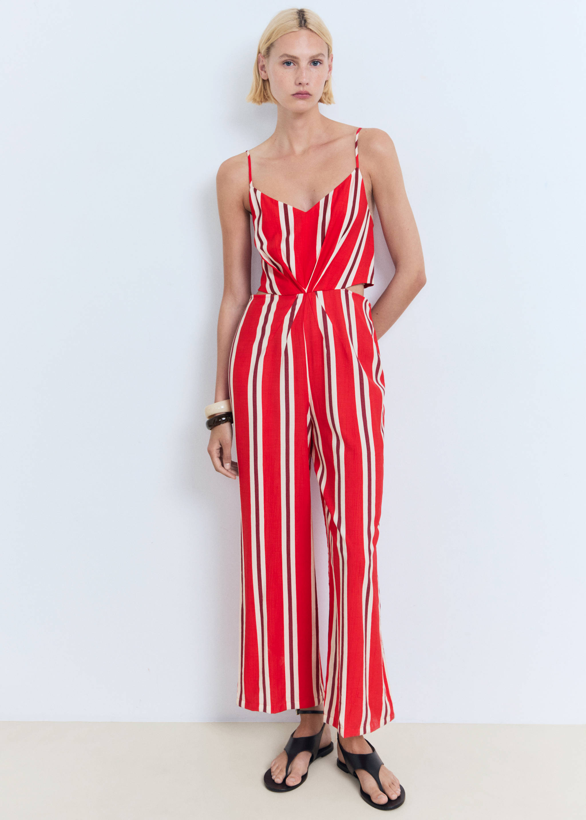 Striped jumpsuit with cut-out - General plane