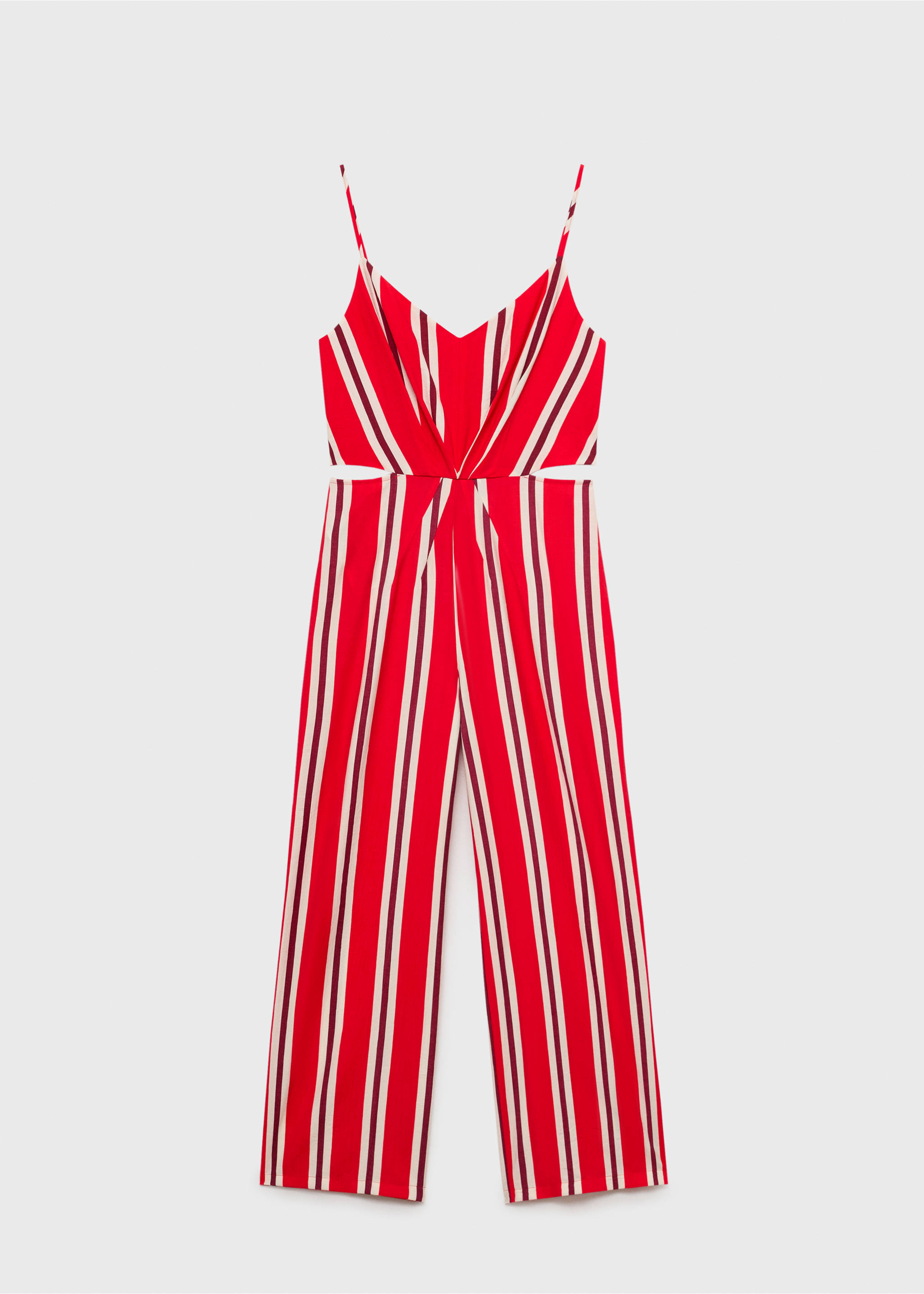 Striped jumpsuit with cut-out - Article without model, Red. Ref: 17051165-00.