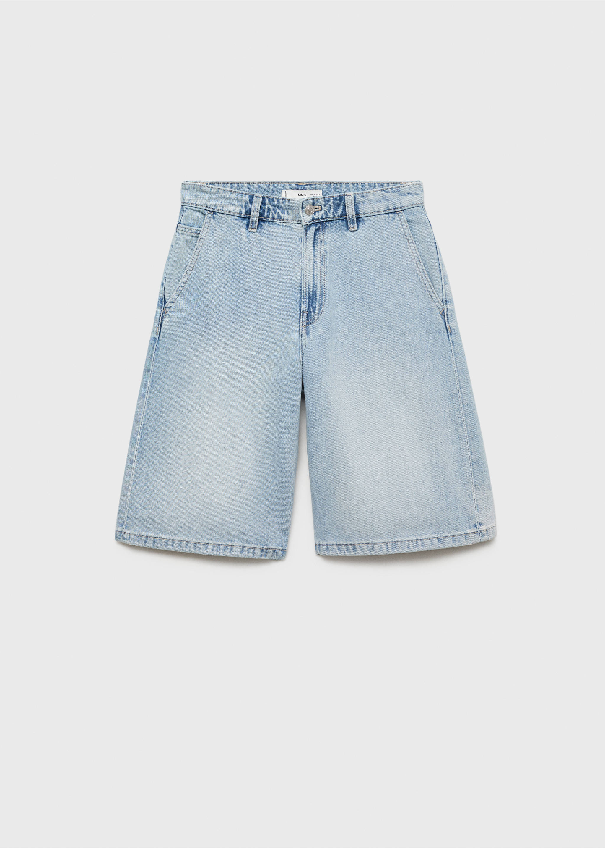Straight-fit mid-rise denim jorts - Article without model, Light Blue. Ref: 17051175-00.