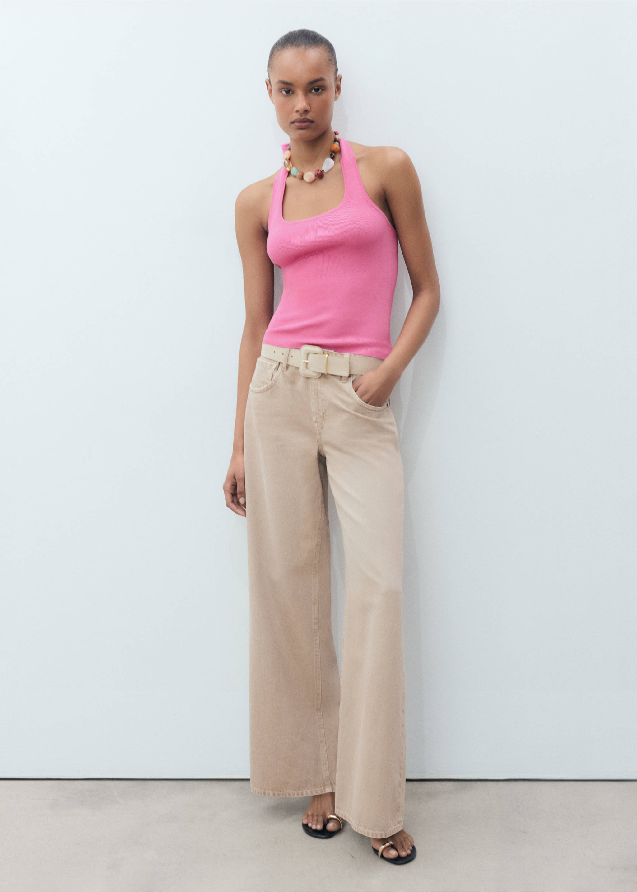Knit halter top - General plane, Pink. Ref: 17051176-00.