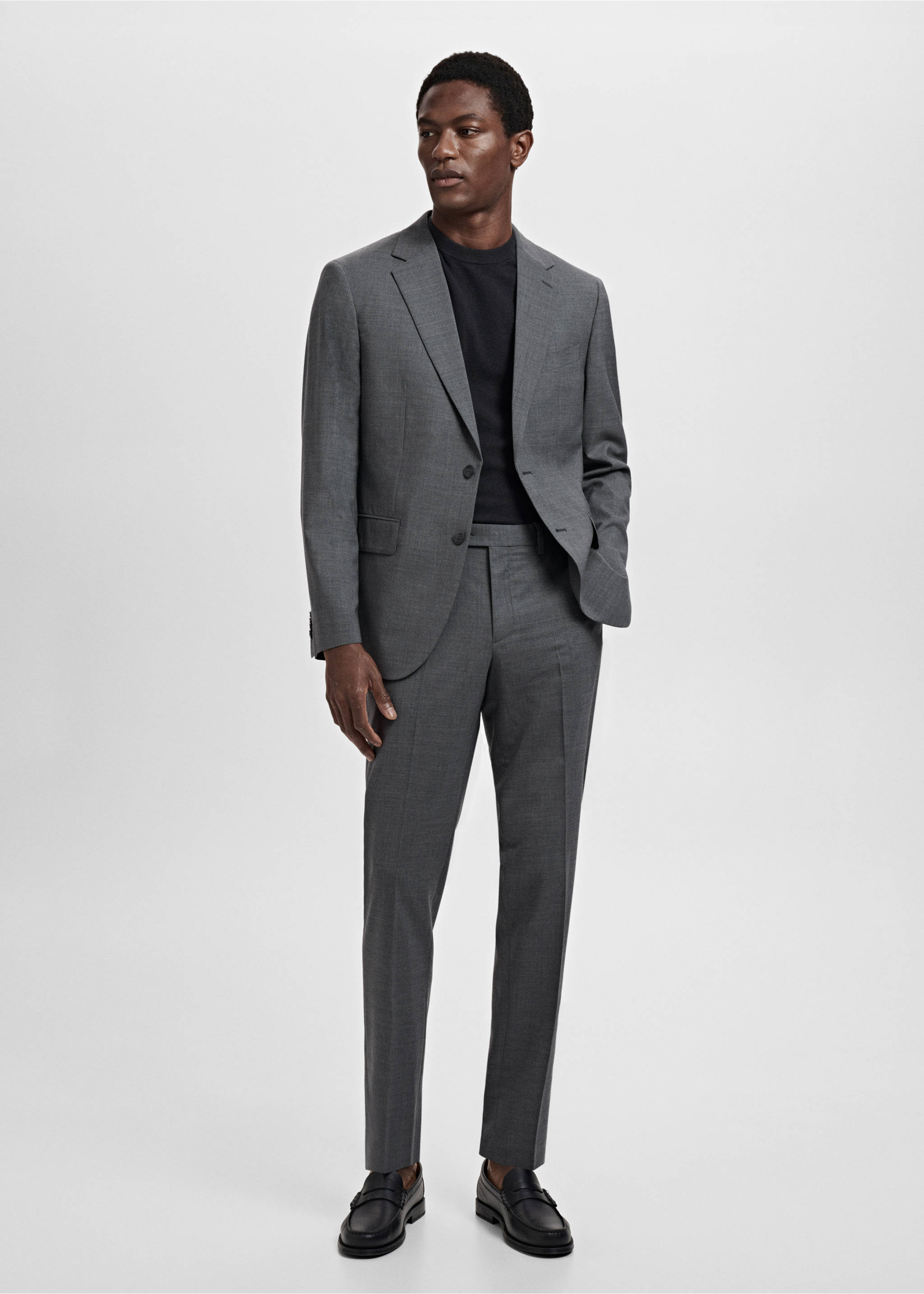 Turin 100% virgin wool suit trousers - General plane, Grey. Ref: 17051183-00.