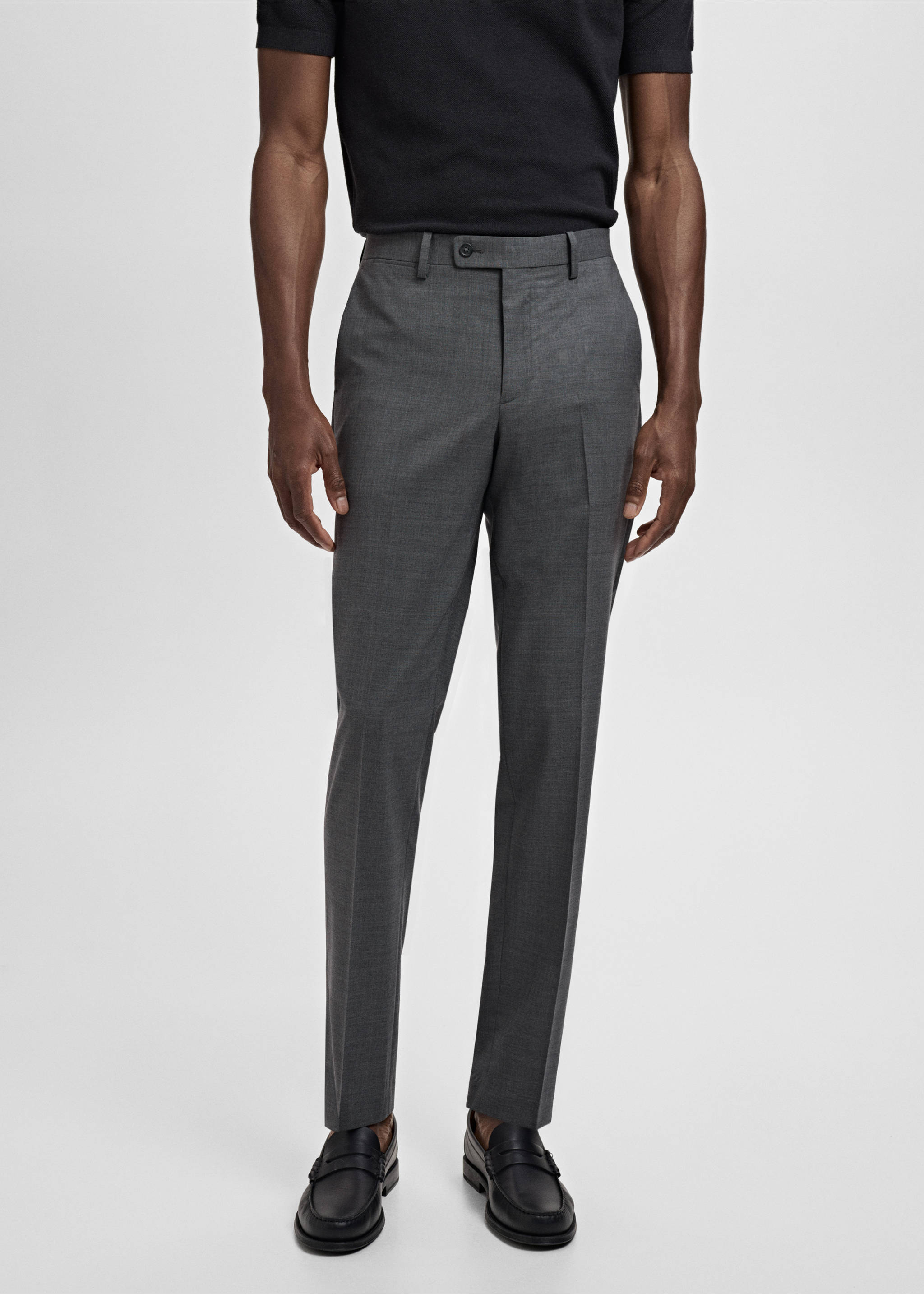 Turin 100% virgin wool suit trousers - Medium plane, Grey. Ref: 17051183-00.