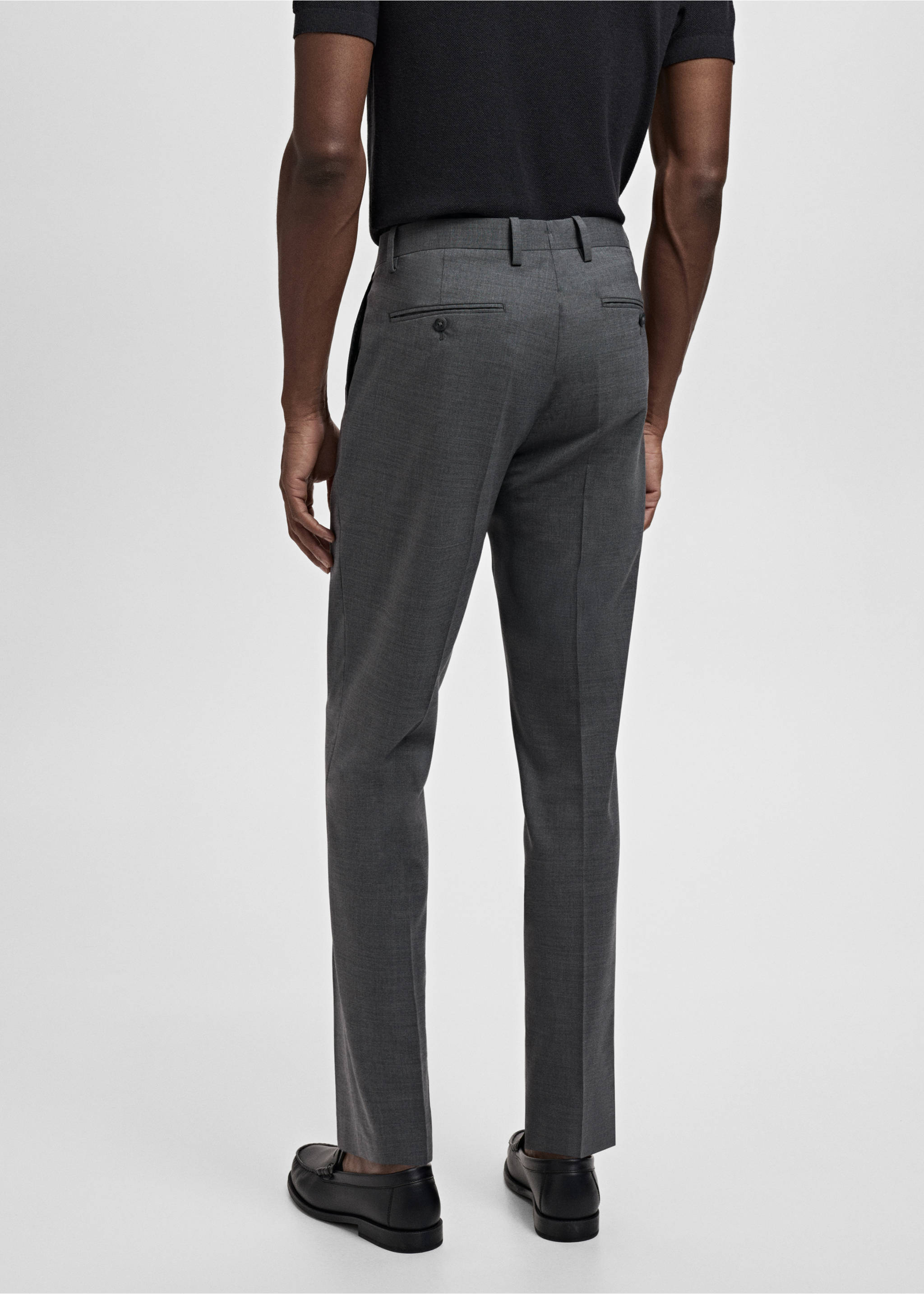Turin 100% virgin wool suit trousers - Reverse of the article, Grey. Ref: 17051183-00.