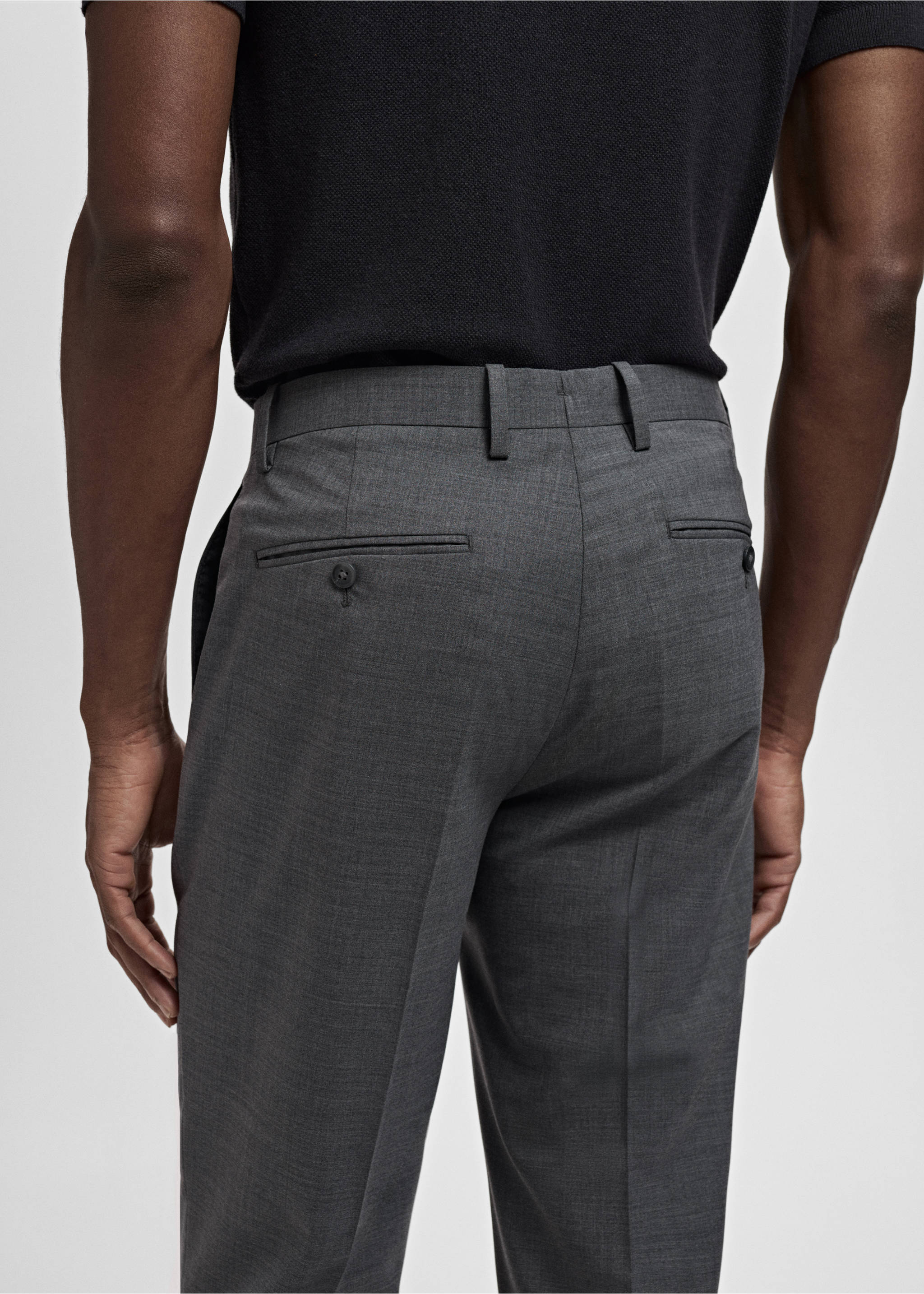 Turin 100% virgin wool suit trousers - Details of the article 3, Grey. Ref: 17051183-00.