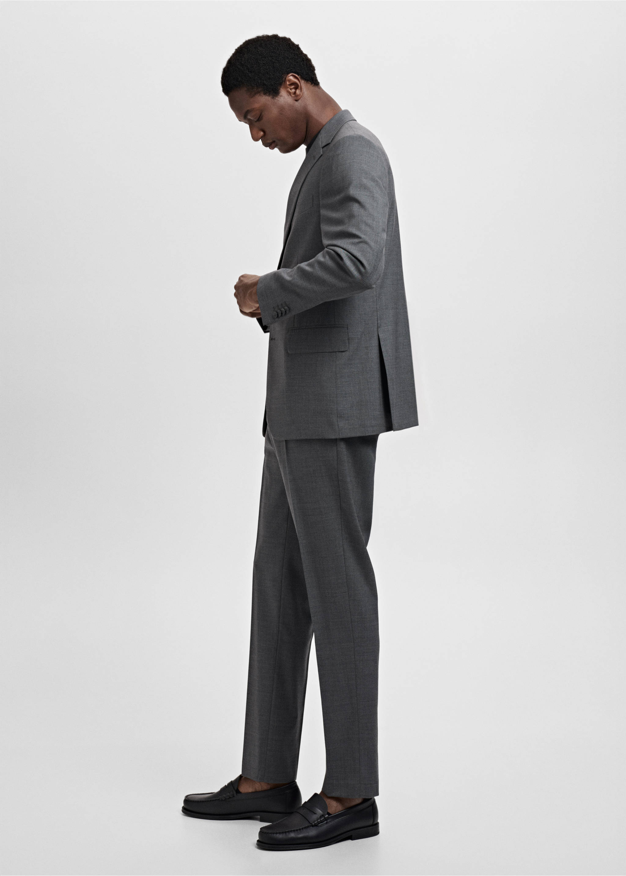 Turin 100% virgin wool suit trousers - Details of the article 2, Grey. Ref: 17051183-00.