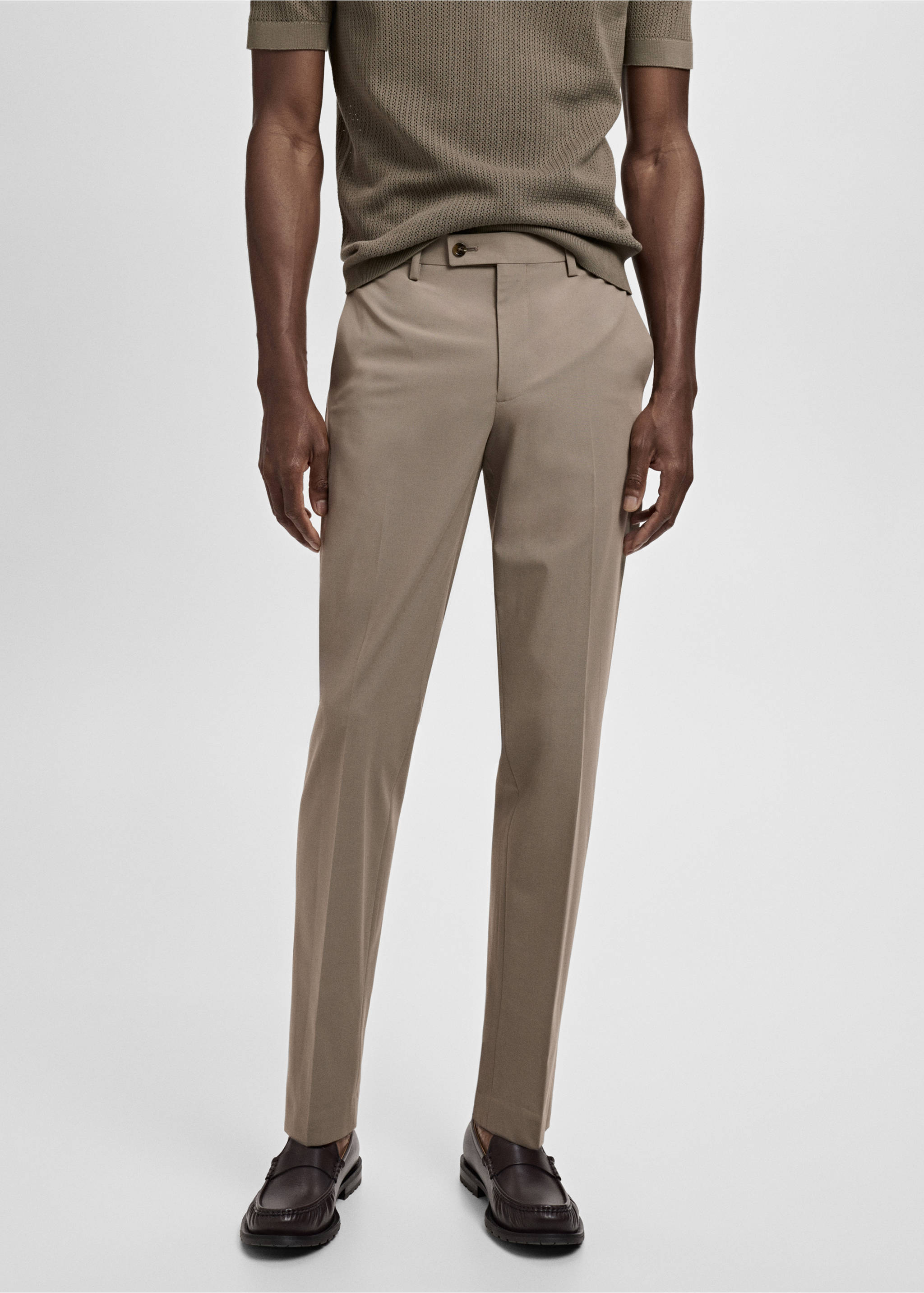 Pantalons vestit Milan slim fit - Pla mig, Gris visó. Ref: 17051184-00.