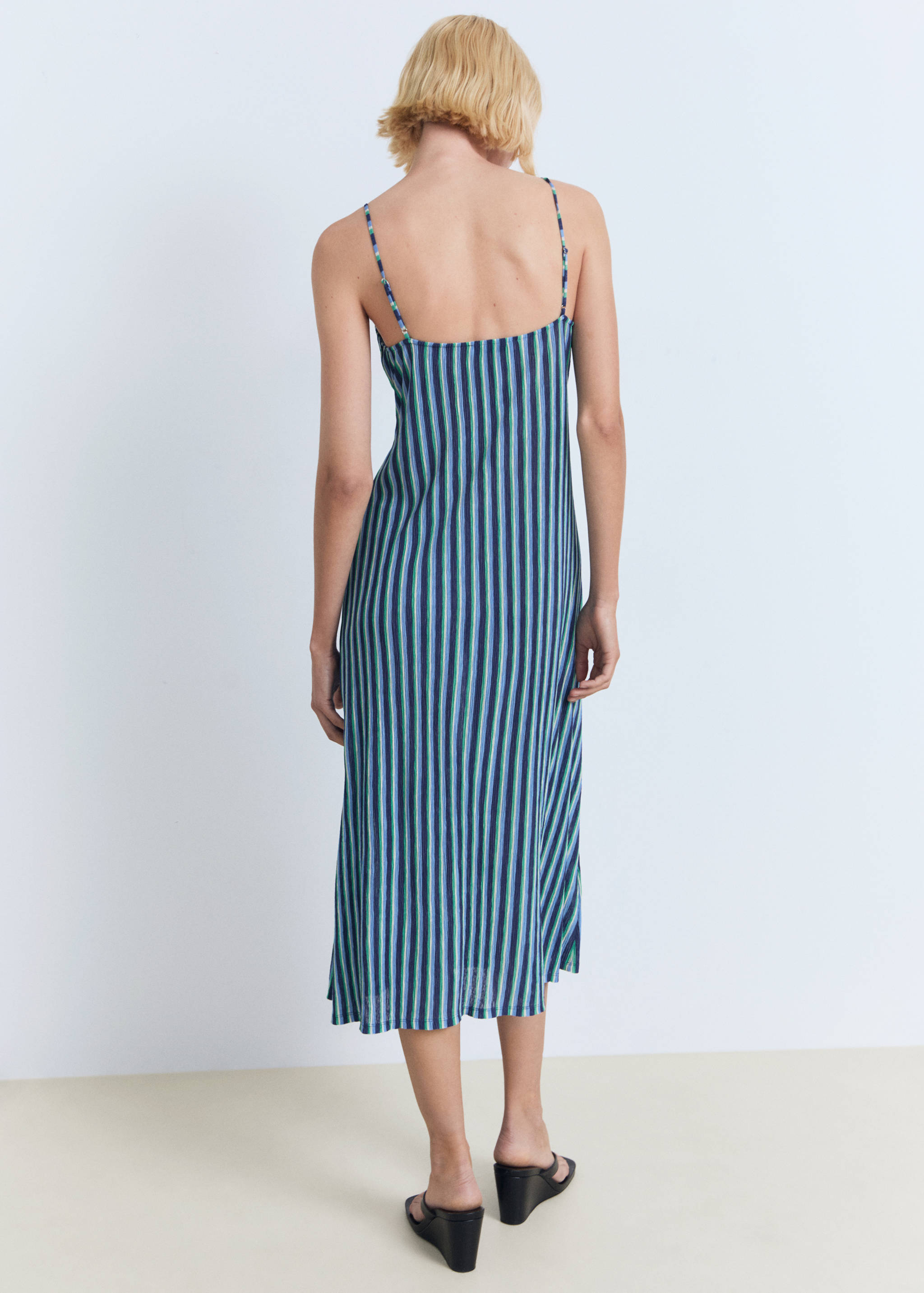 Vestido fruncido rayas - Reverso del artículo
