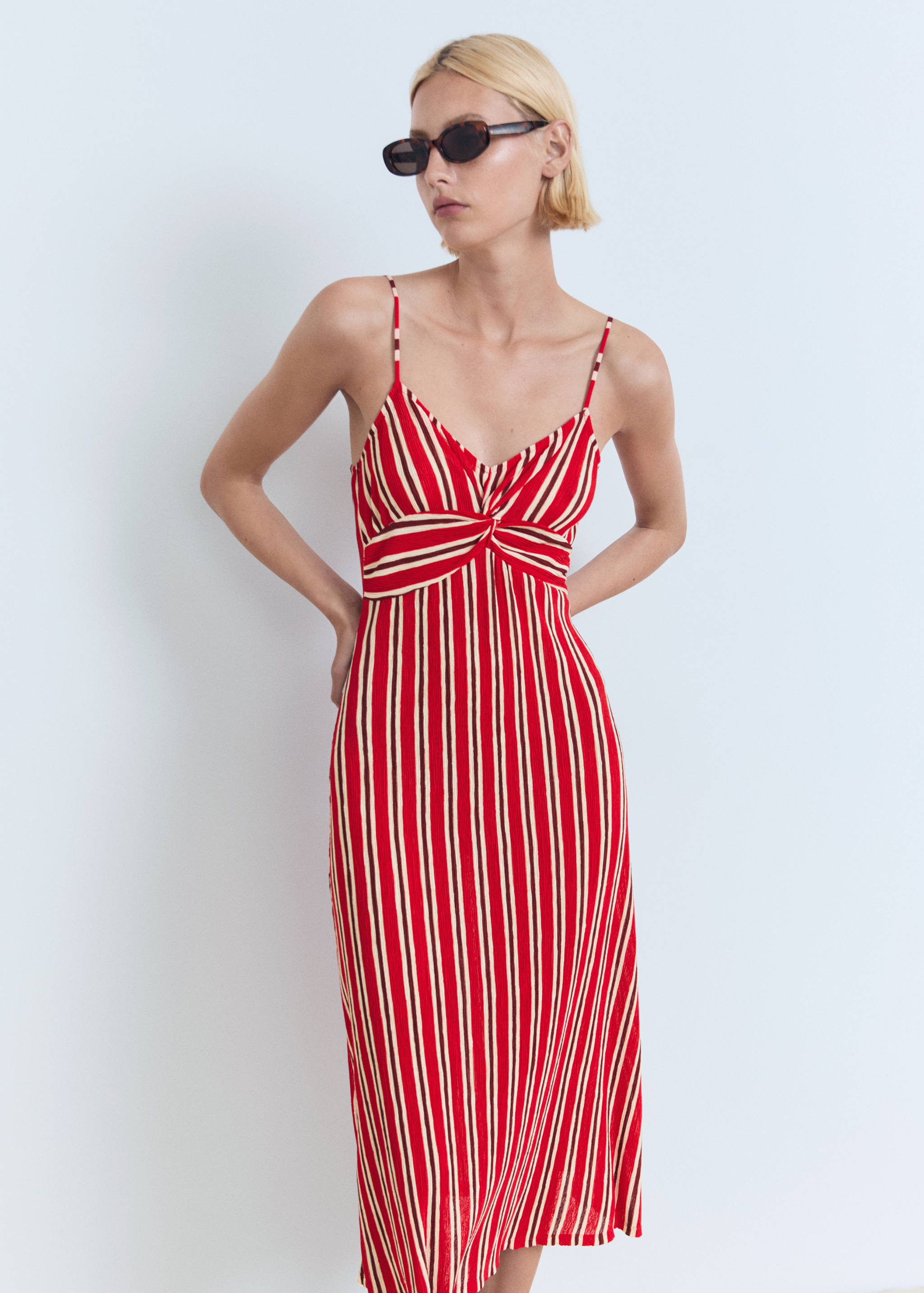 Striped gathered dress - Medium plane