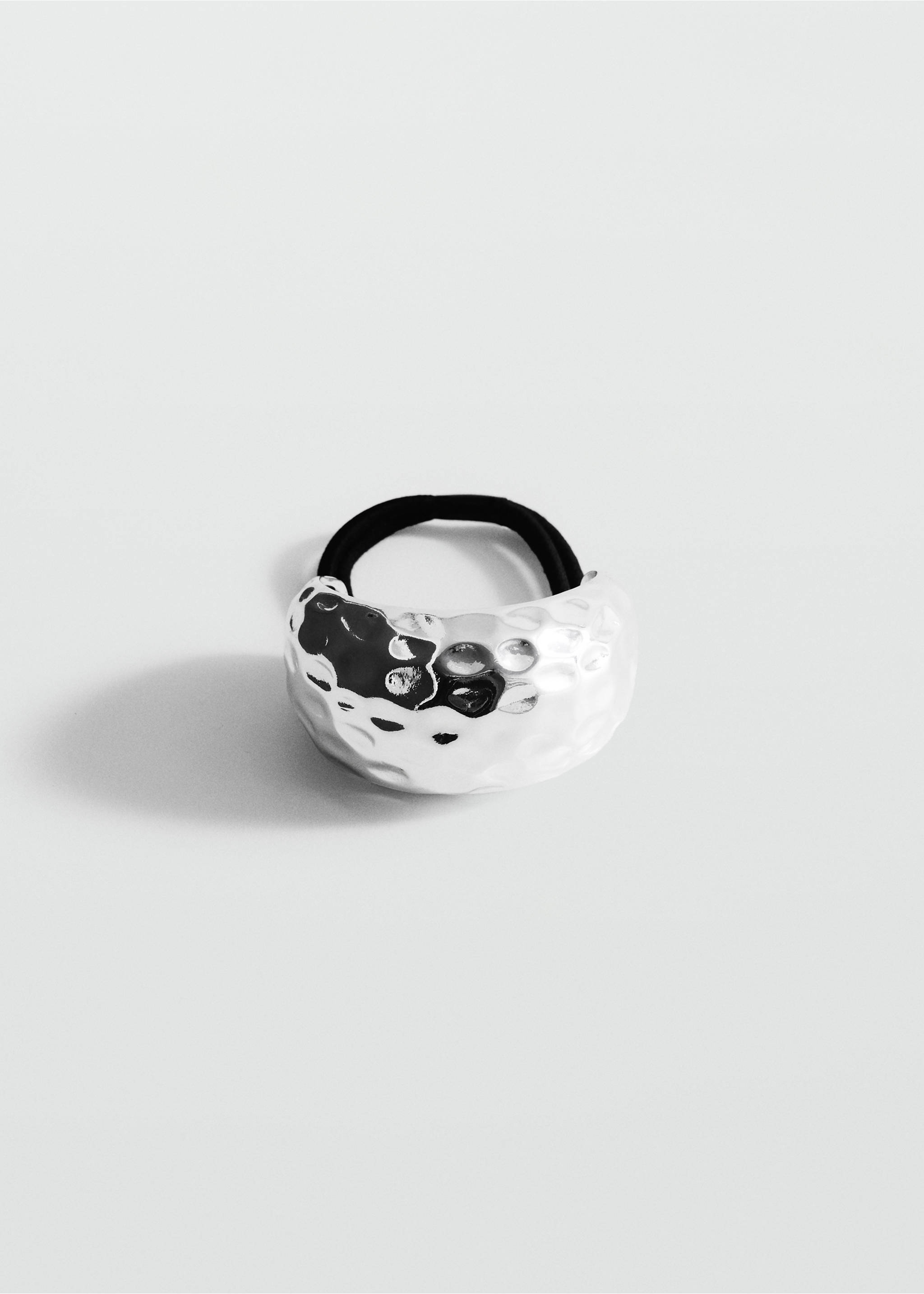 Hair bands with metal textured piece - Article without model, Silver. Ref: 17051187-00.