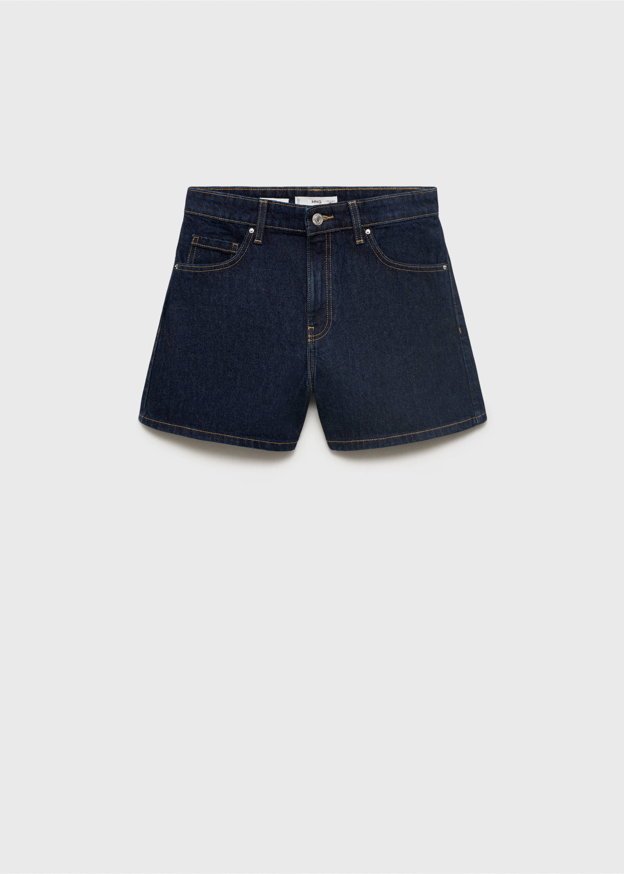 High-waisted straight-fit denim shorts - Article without model, Open Blue. Ref: 17051188-00.