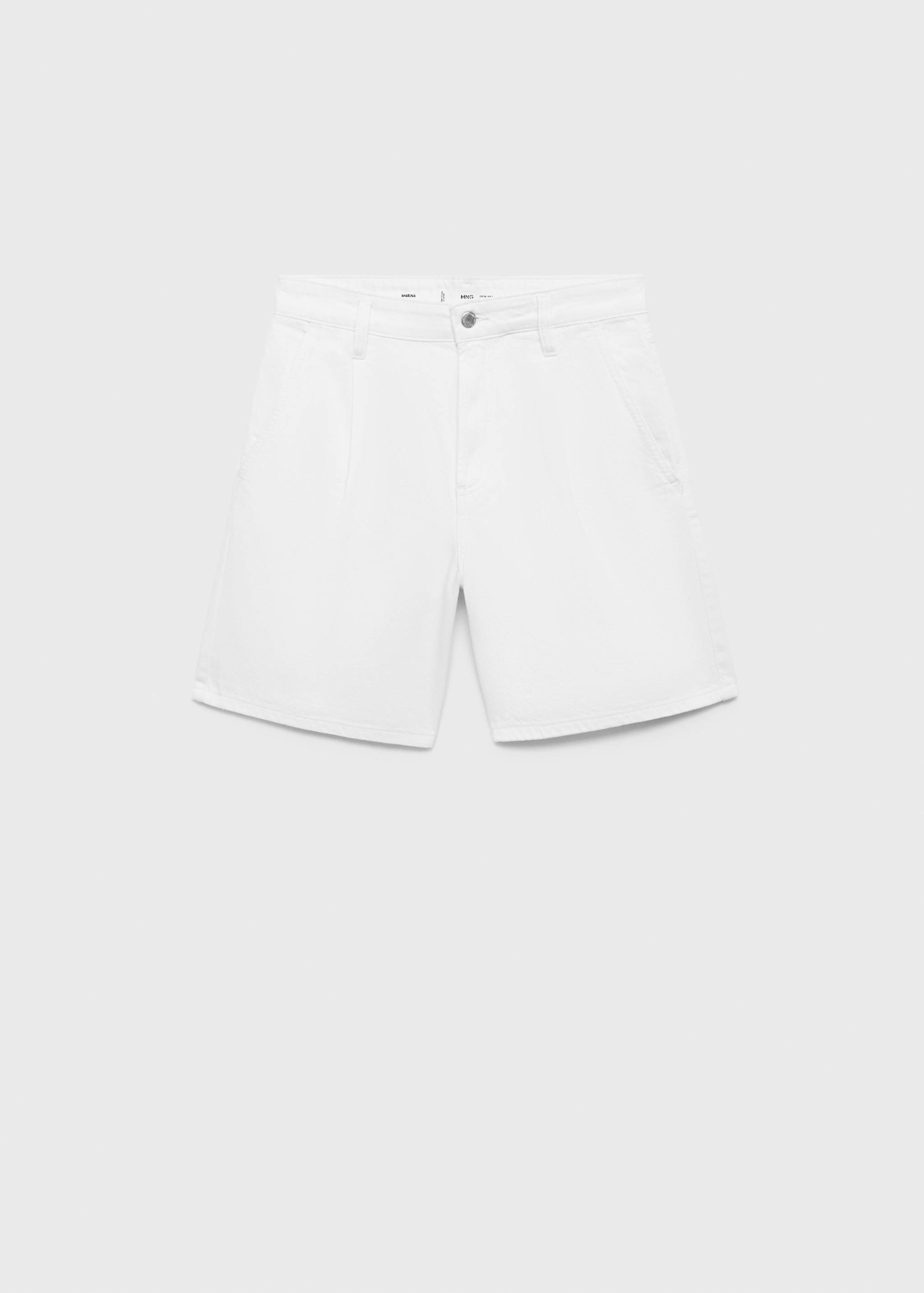 Mid-rise denim bermuda shorts with pleats - Article without model