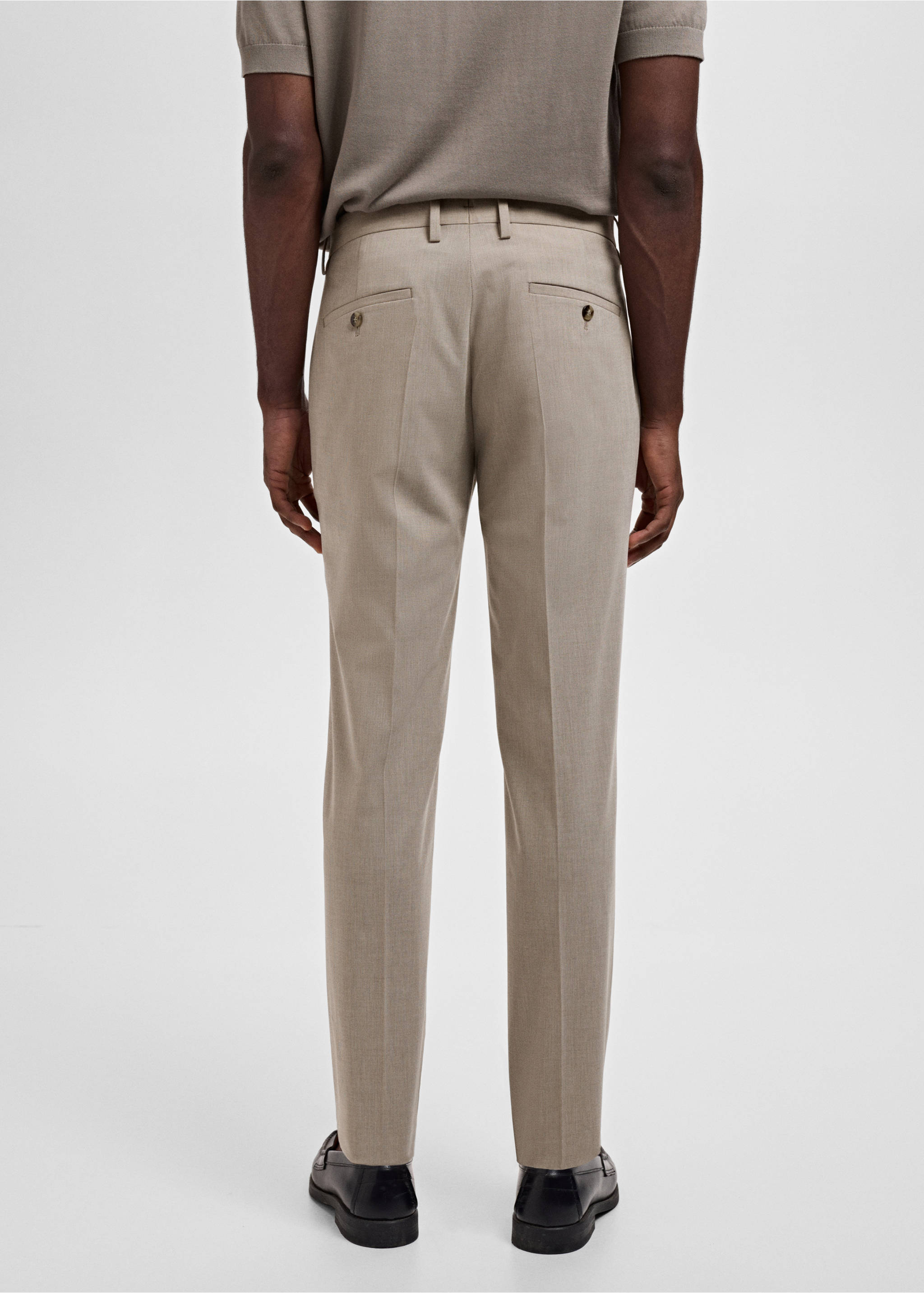 Stretch fabric super slim-fit suit trousers - Reverse of the article, Sand. Ref: 17051192-00.