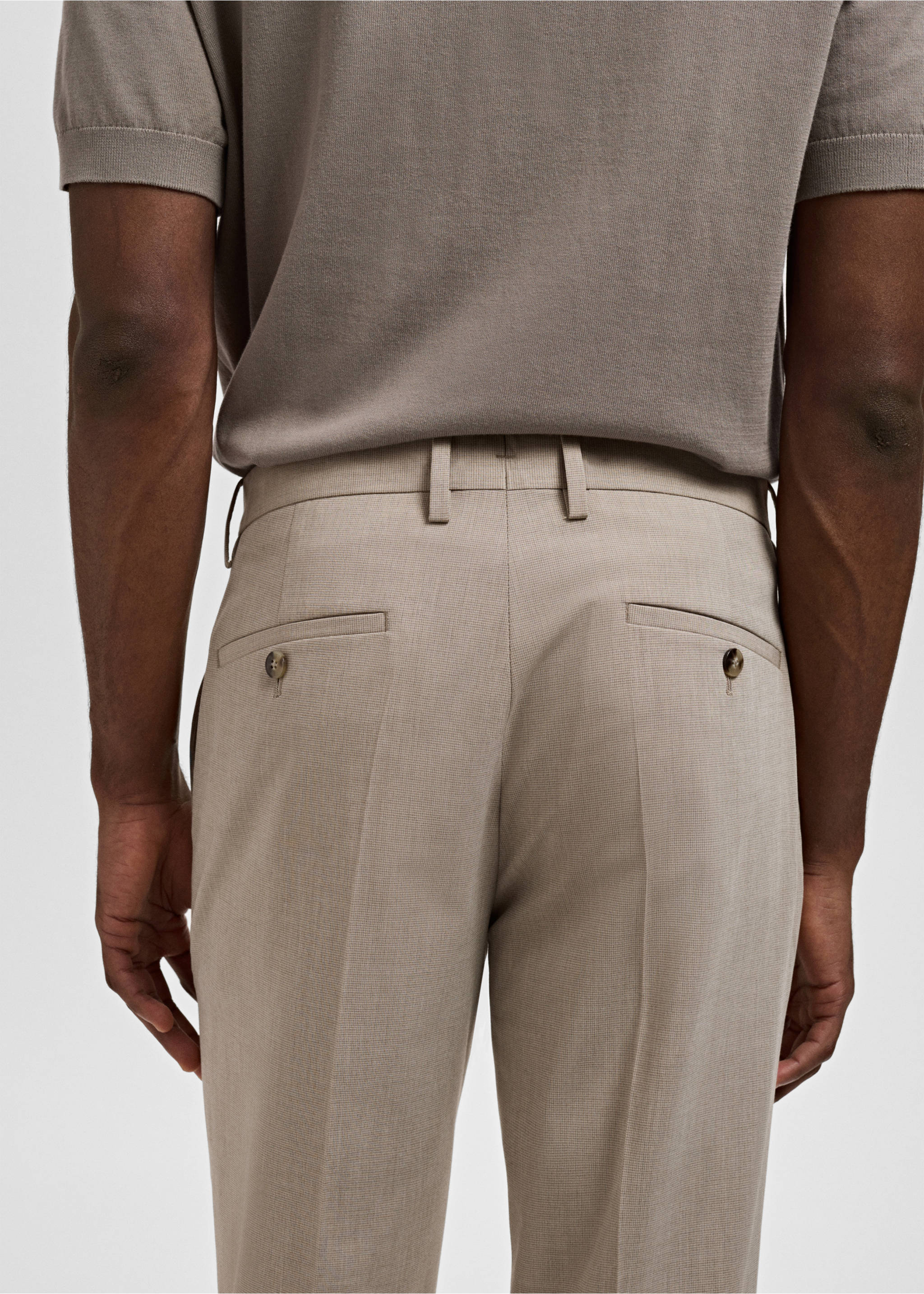 Stretch fabric super slim-fit suit trousers - Details of the article 3, Sand. Ref: 17051192-00.